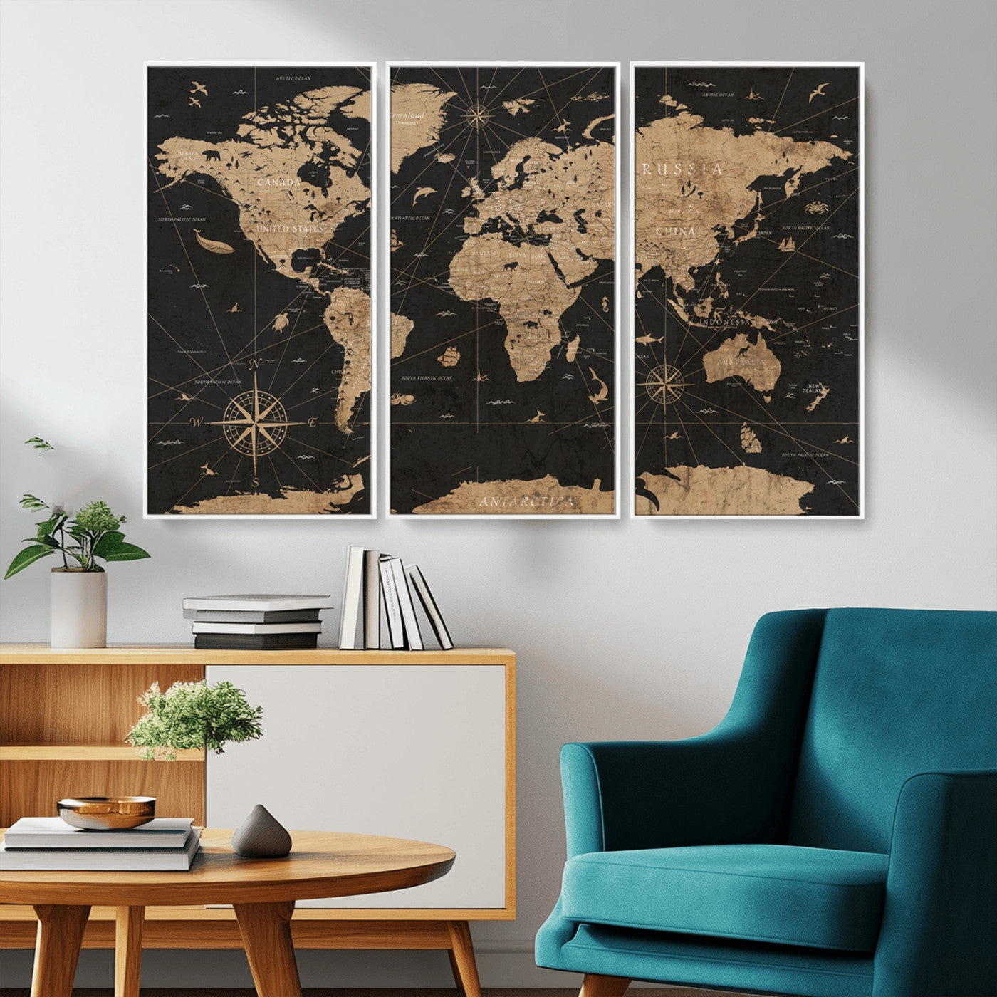 61023-MGV-CV-36X24-World Map Canvas Print – Framed Wall Art for Home Decor