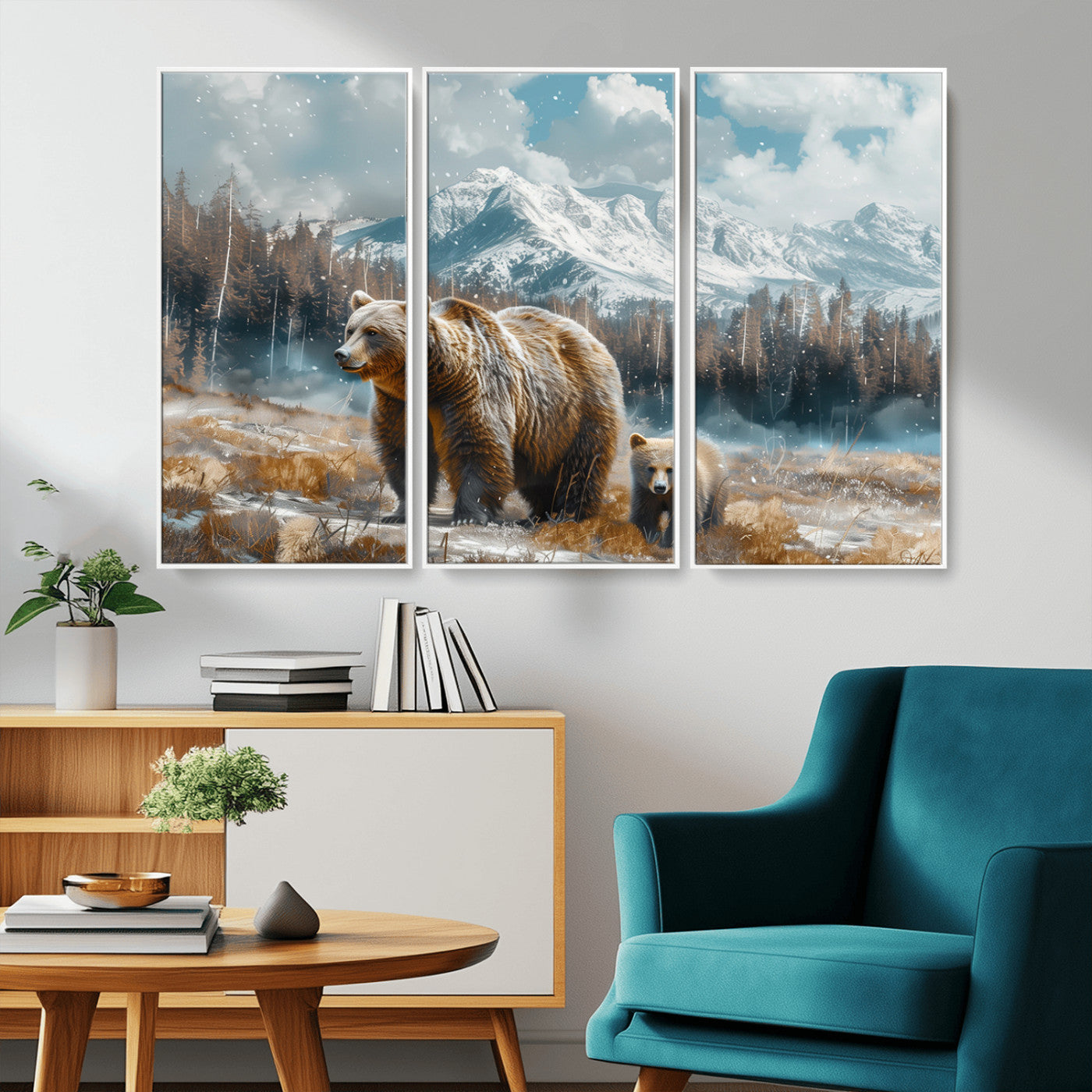 MGV-FC-48X32-3P - Bear and Baby Bear Wall Art Canvas Print