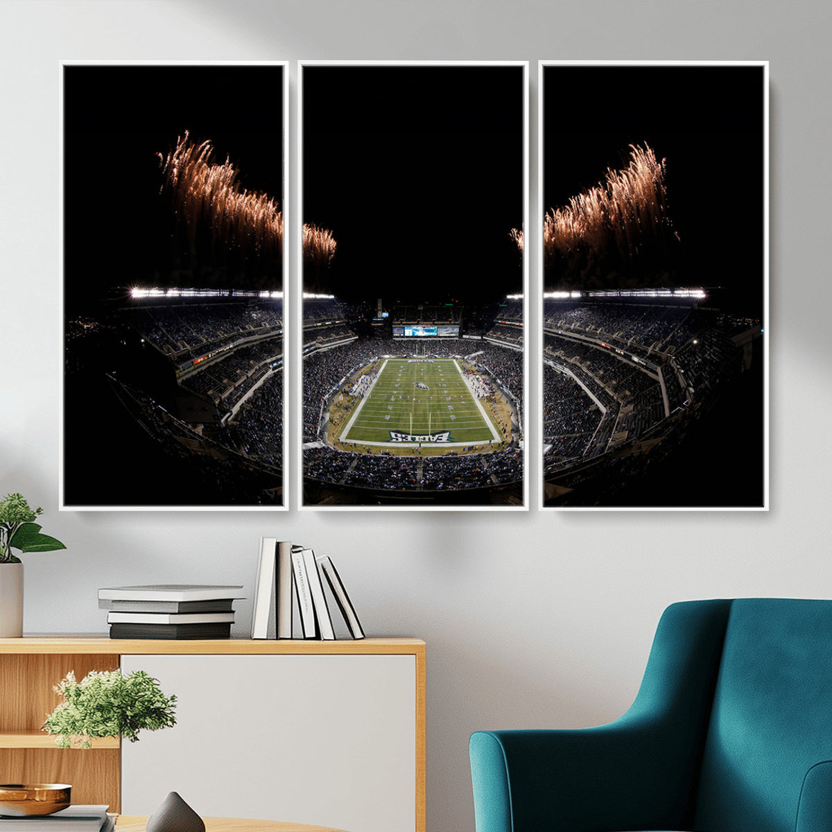 89680-MGV-CV-36X24 - Eagles Field Stadium Wall Art, Philadelphia Eagles Football, Framed and Ready to Hang