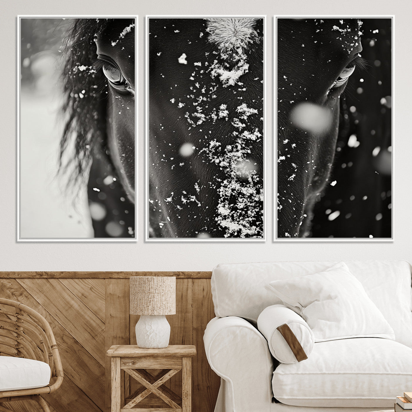 73281-MGV-CV-36X24-Winter Horse Snow Wall Art Canvas Print