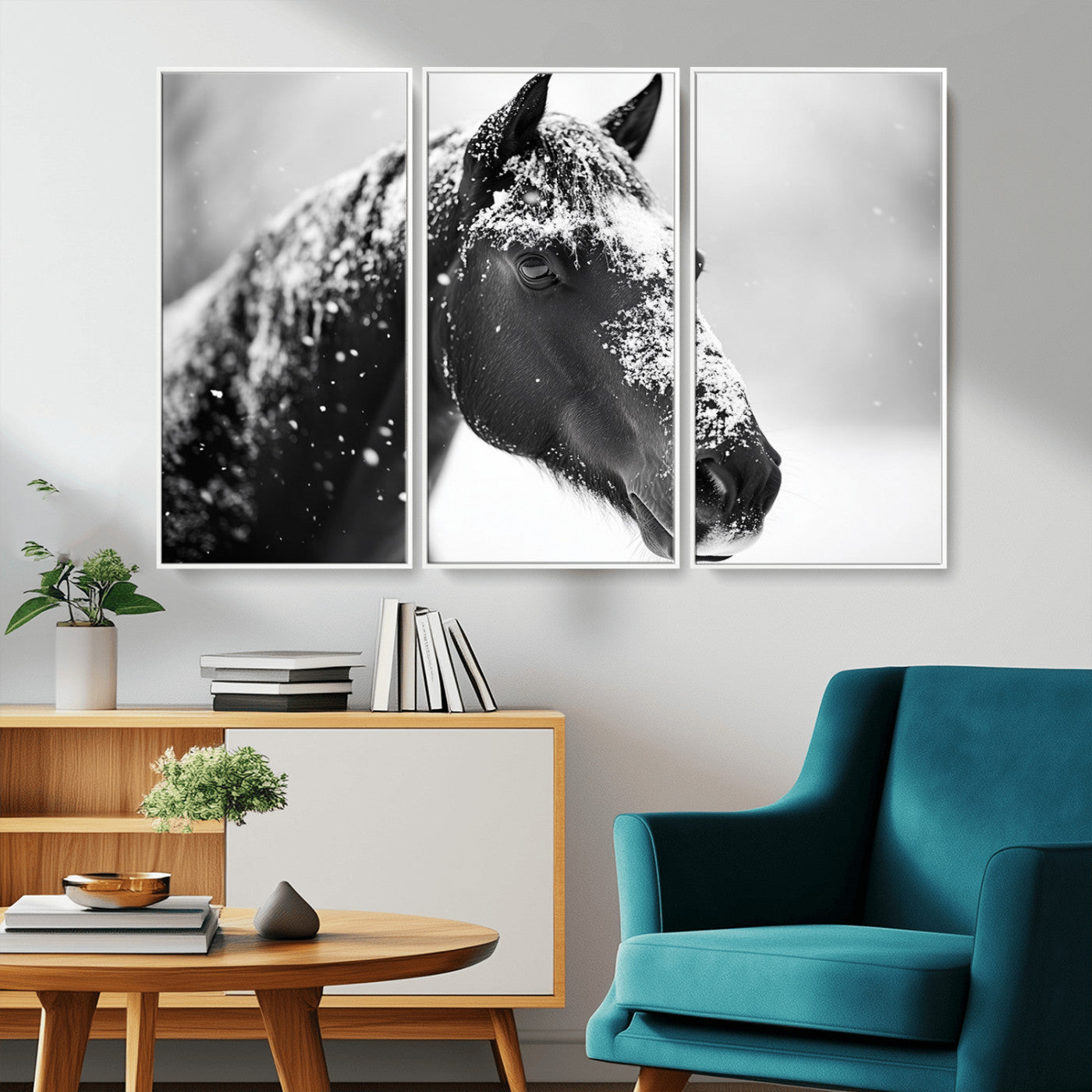 MGV-FC-48X32-3P - Horse Canvas Print - Winter Horse Snow Wall Art Canvas Print