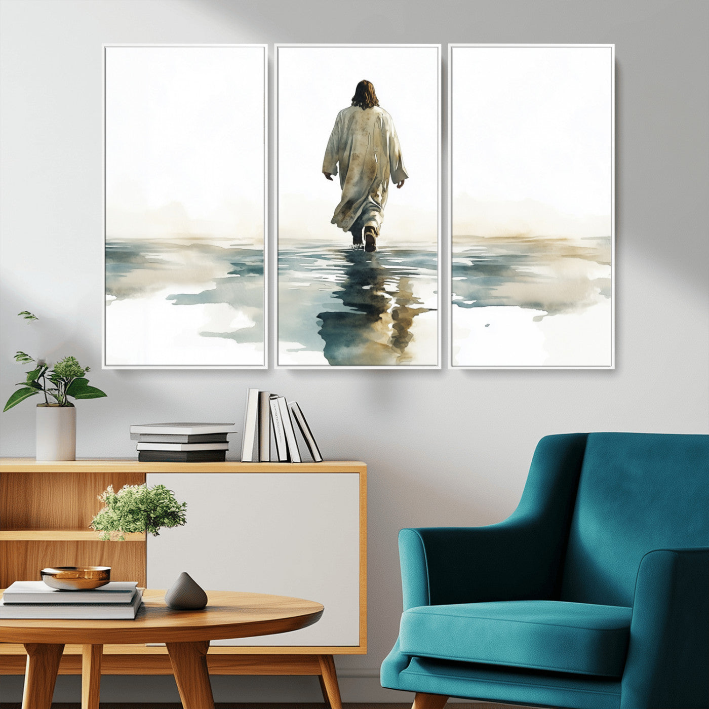 MGV-FC-48X32-3P - Abstract Jesus Wall Art Canvas Print, Christian Wall Art, Jesus Christ Walking