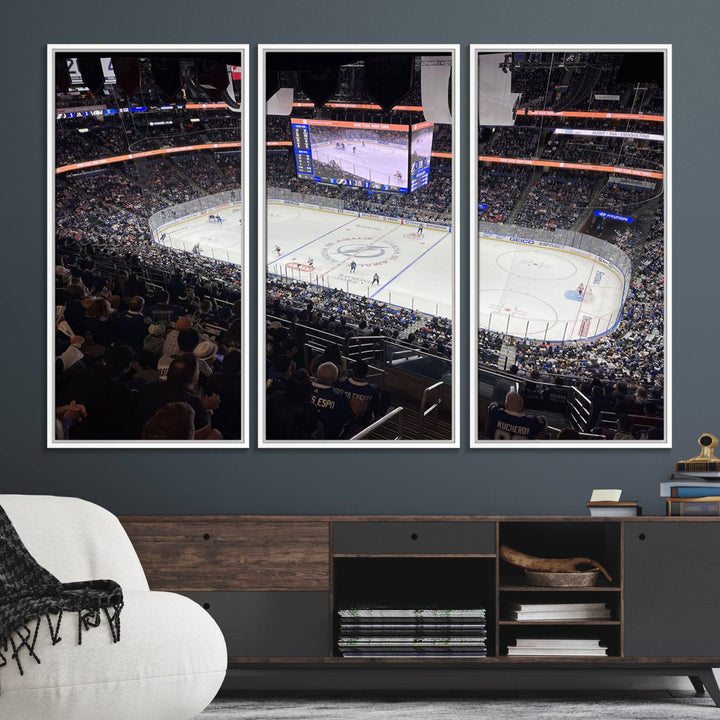 A wall art canvas of Amalie Arena, capturing NHL hockey in Florida.