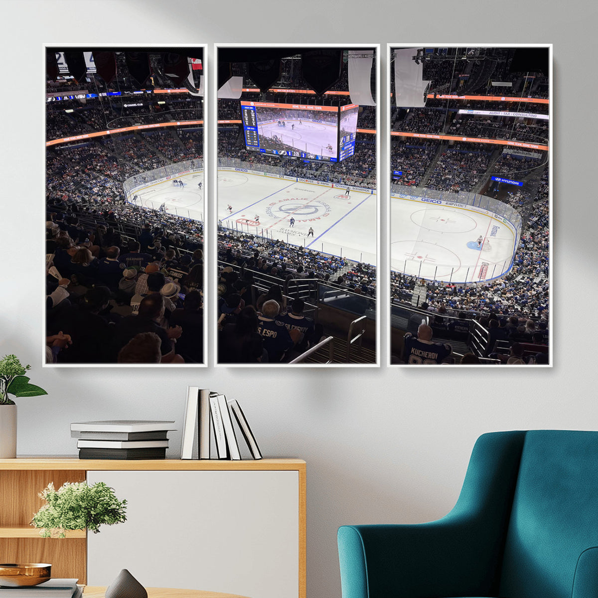 51641-MGV-CV-36X24 - Amalie Arena Florida Wall Art Canvas Print, NHL Hockey, Framed and Ready to Hang