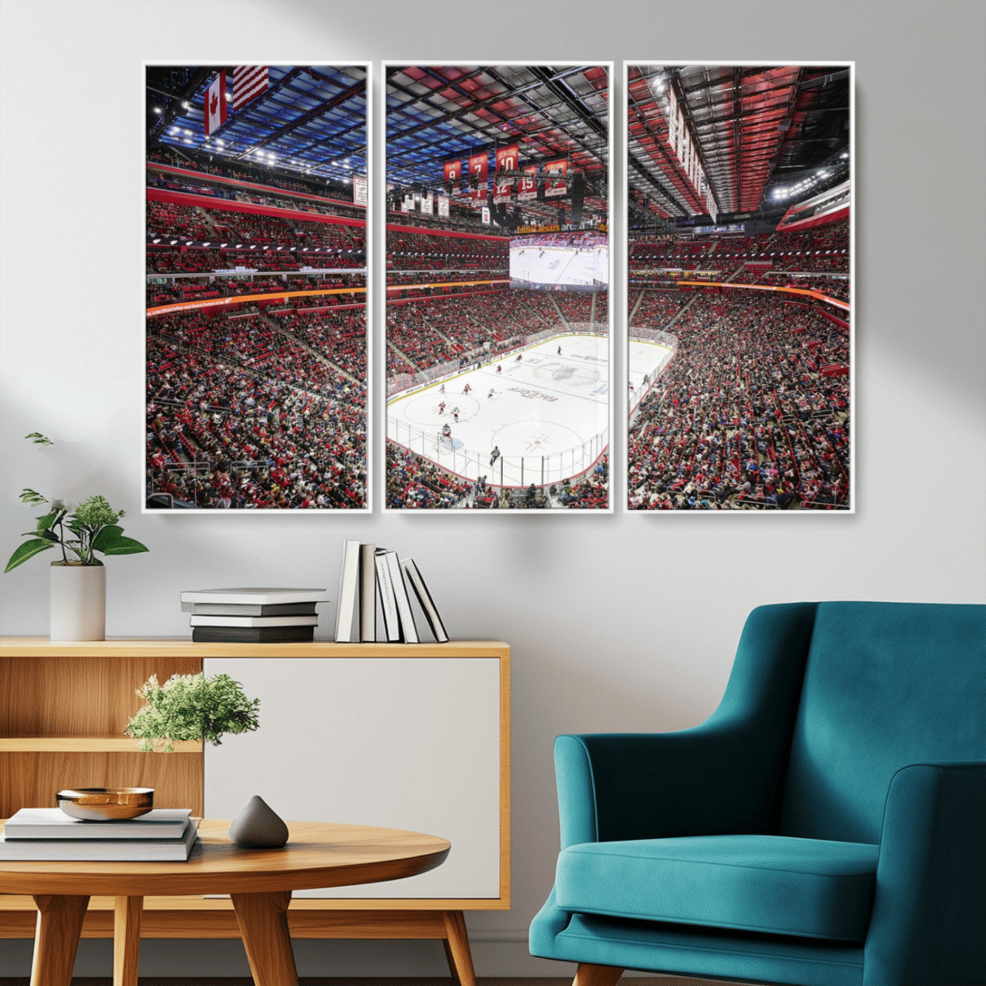 MGV-FC-48X32-3P - Barton Malow Little Caesars Arena Detroit Wall Art Canvas Print - Detroit Hockey and Basketball