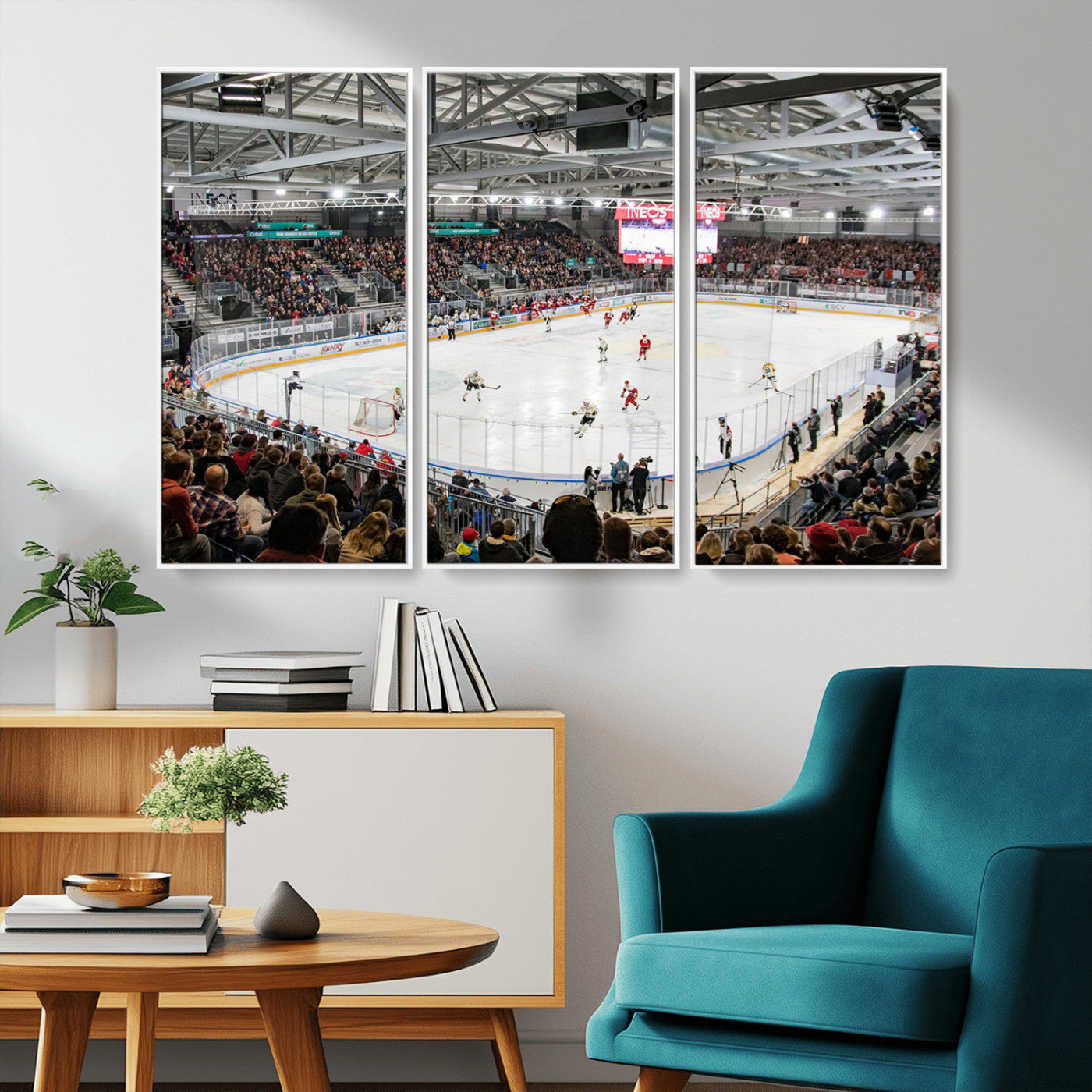 MGV-FC-48X32-3P - Lausanne Arena Ice Hockey Stadium Wall Art Canvas Print, Framed Lausanne Arena Ice Hockey Canvas