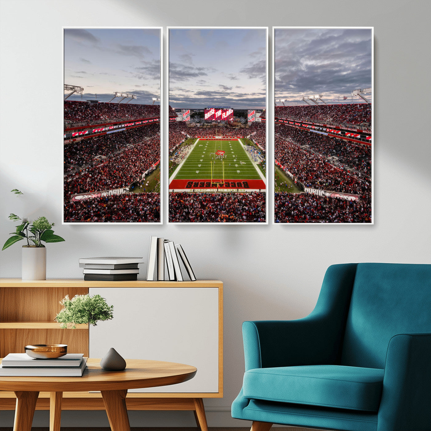 MGV-FC-48X32-3P - Florida Tampa Raymond James Stadium Wall Art Canvas Print - NFL Football Stadium Print Canvas