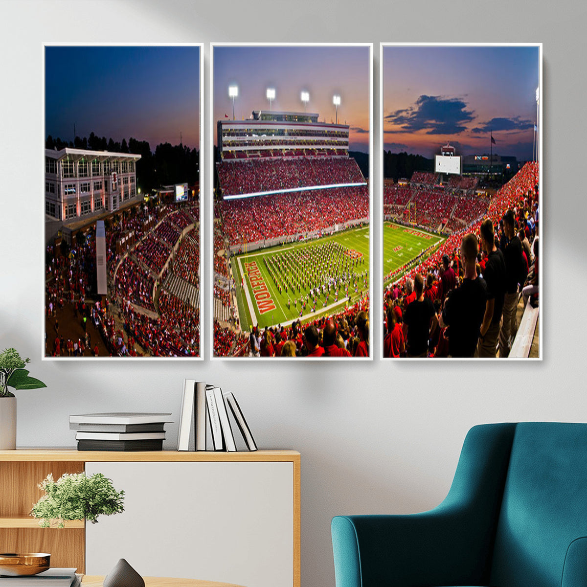 87655-MGV-CV-36X24 - NC State Wolfpack Football Team Print - Raleigh Carter-Finley Stadium Wall Art Canvas Print
