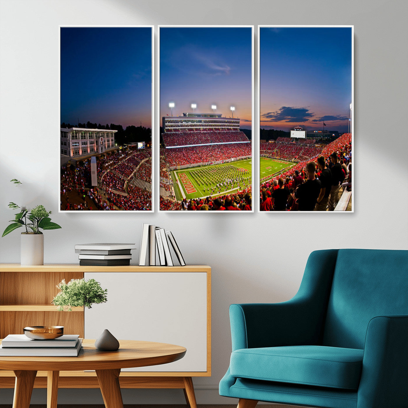 MGV-FC-48X32-3P - NC State Wolfpack Football Team Print - Raleigh Carter-Finley Stadium Wall Art Canvas Print
