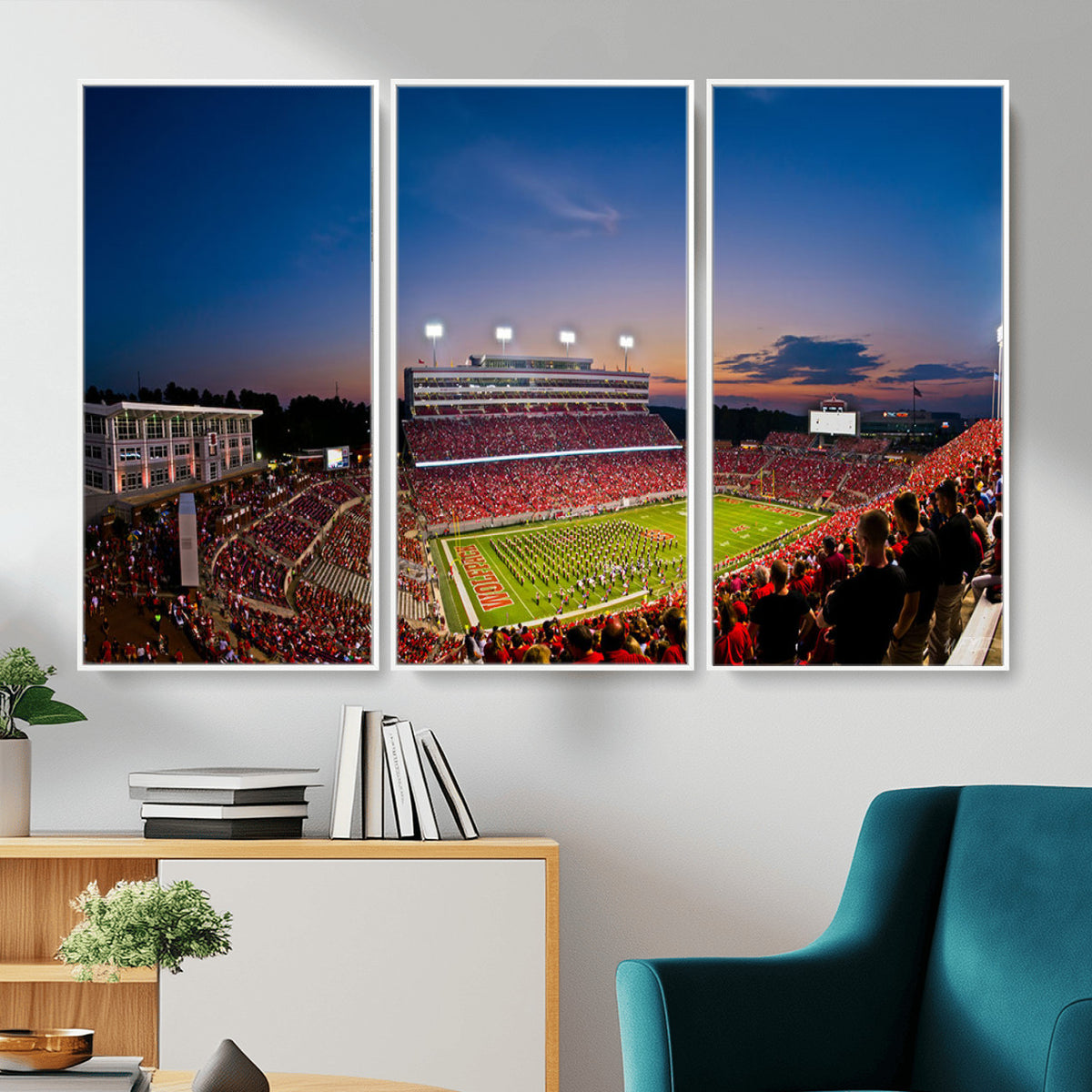 33313-MGV-CV-36X24 - NC State Wolfpack Football Team Print - Raleigh Carter-Finley Stadium Wall Art Canvas Print