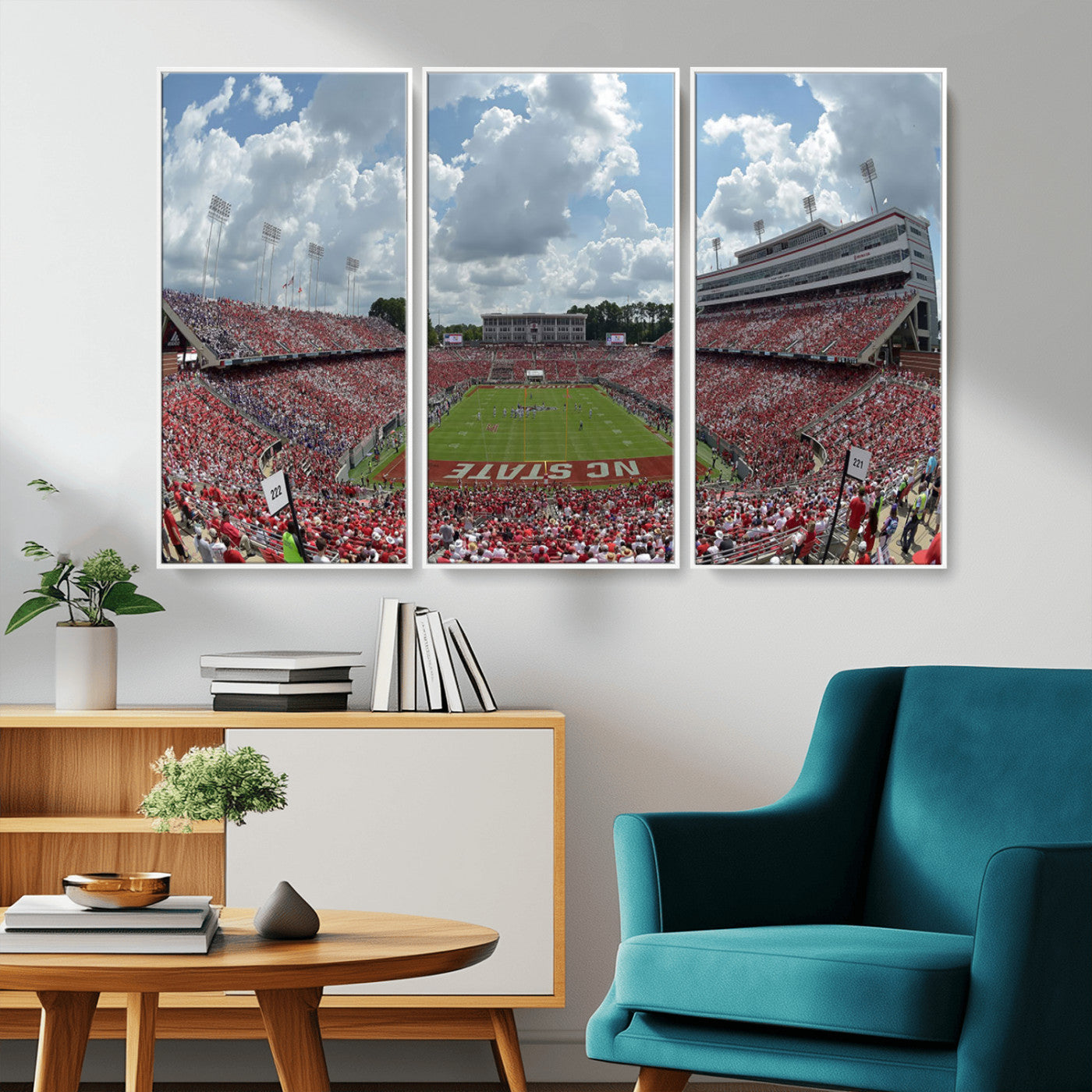 MGV-FC-48X32-3P - NC State Wolfpack Football Team Print Canvas- Raleigh Carter-Finley Stadium Wall Art Canvas Print