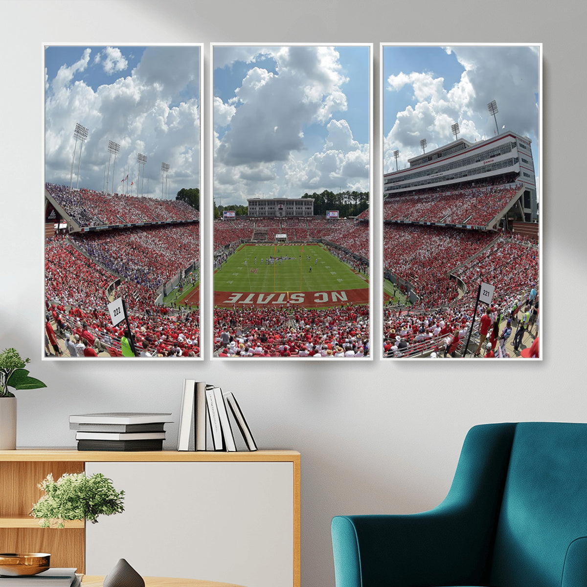 30640-MGV-CV-36X24 - NC State Wolfpack Football Team Print Canvas- Raleigh Carter-Finley Stadium Wall Art Canvas Print