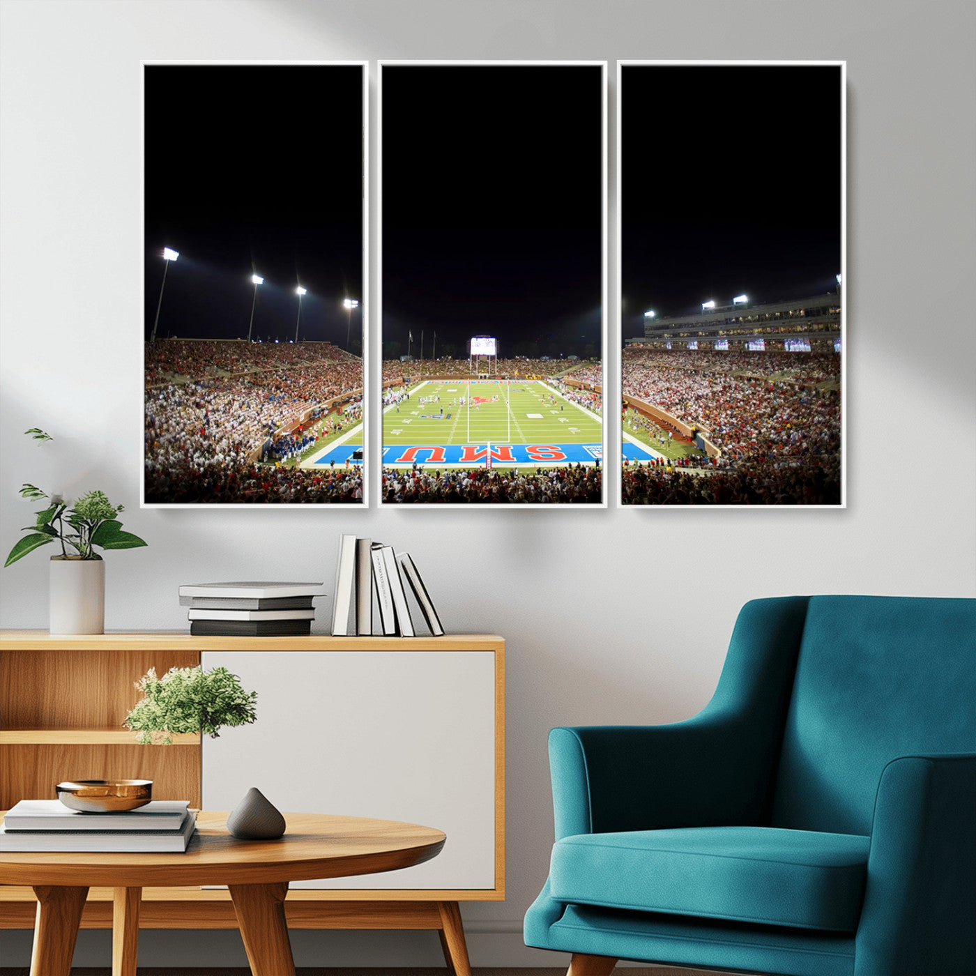 MGV-FC-48X32-3P - SMU Mustangs Football Team Print - Dallas Gerald J. Ford Stadium Wall Art Canvas Print