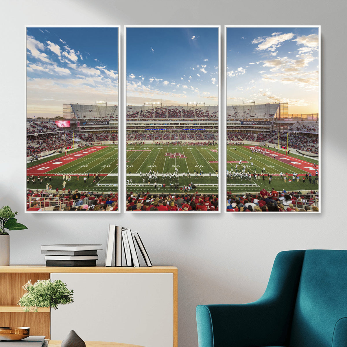 36612-MGV-CV-36X24 - Framed Houston Cougars Football Team Print - Houston TDECU Stadium Wall Art Canvas Print