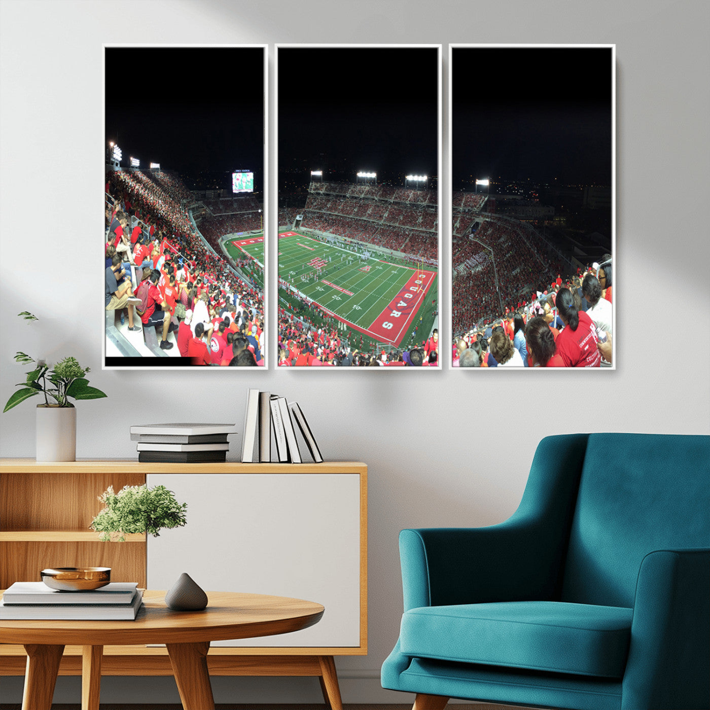 MGV-FC-48X32-3P - Houston Cougars Football Team Print - Houston TDECU Stadium Wall Art Canvas Print