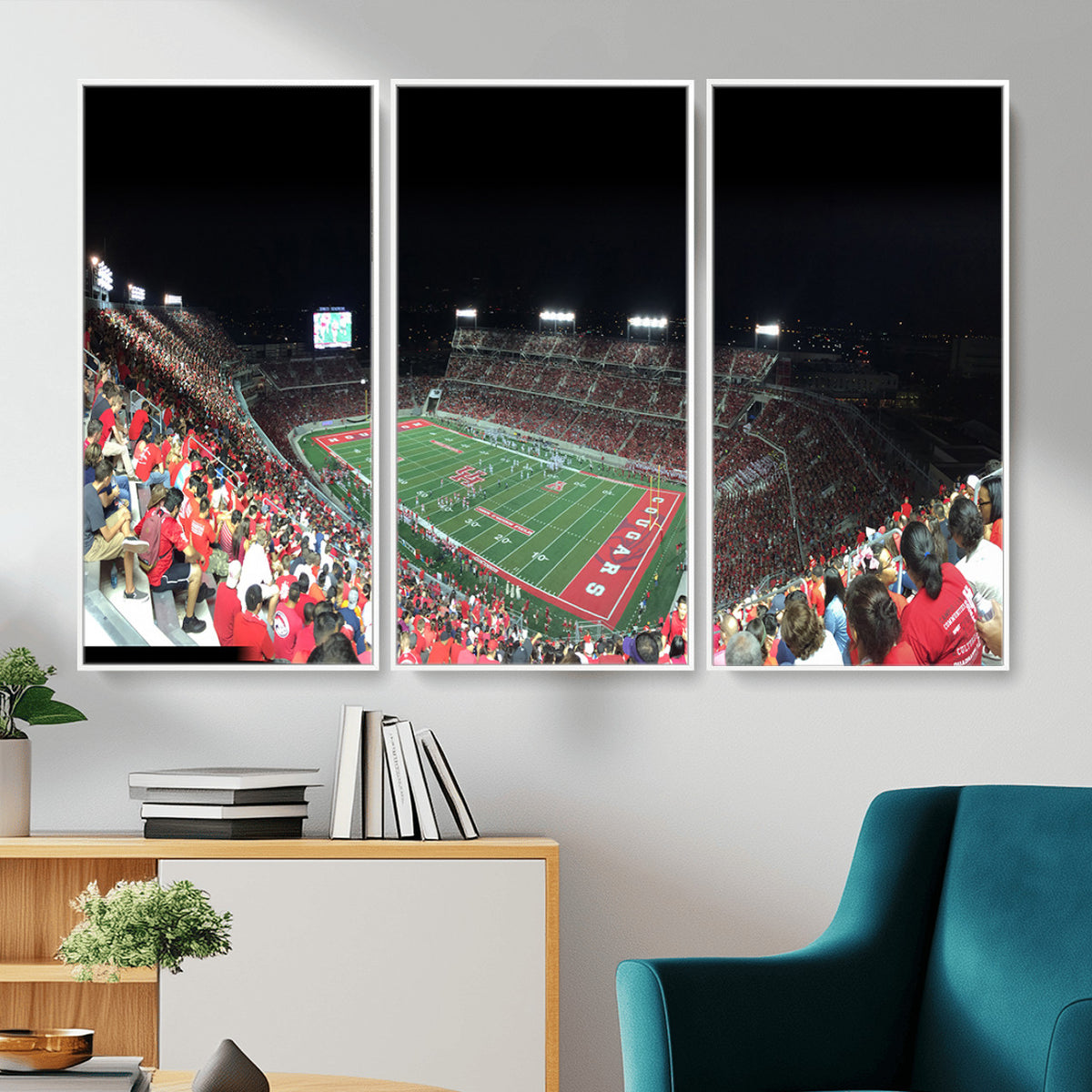 67036-MGV-CV-36X24 - Houston Cougars Football Team Print - Houston TDECU Stadium Wall Art Canvas Print