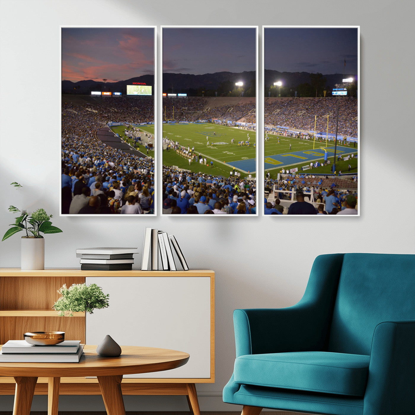 MGV-FC-48X32-3P - UCLA Bruins Football Team Print - Pasadena Rose Bowl Stadium Wall Art Canvas Print