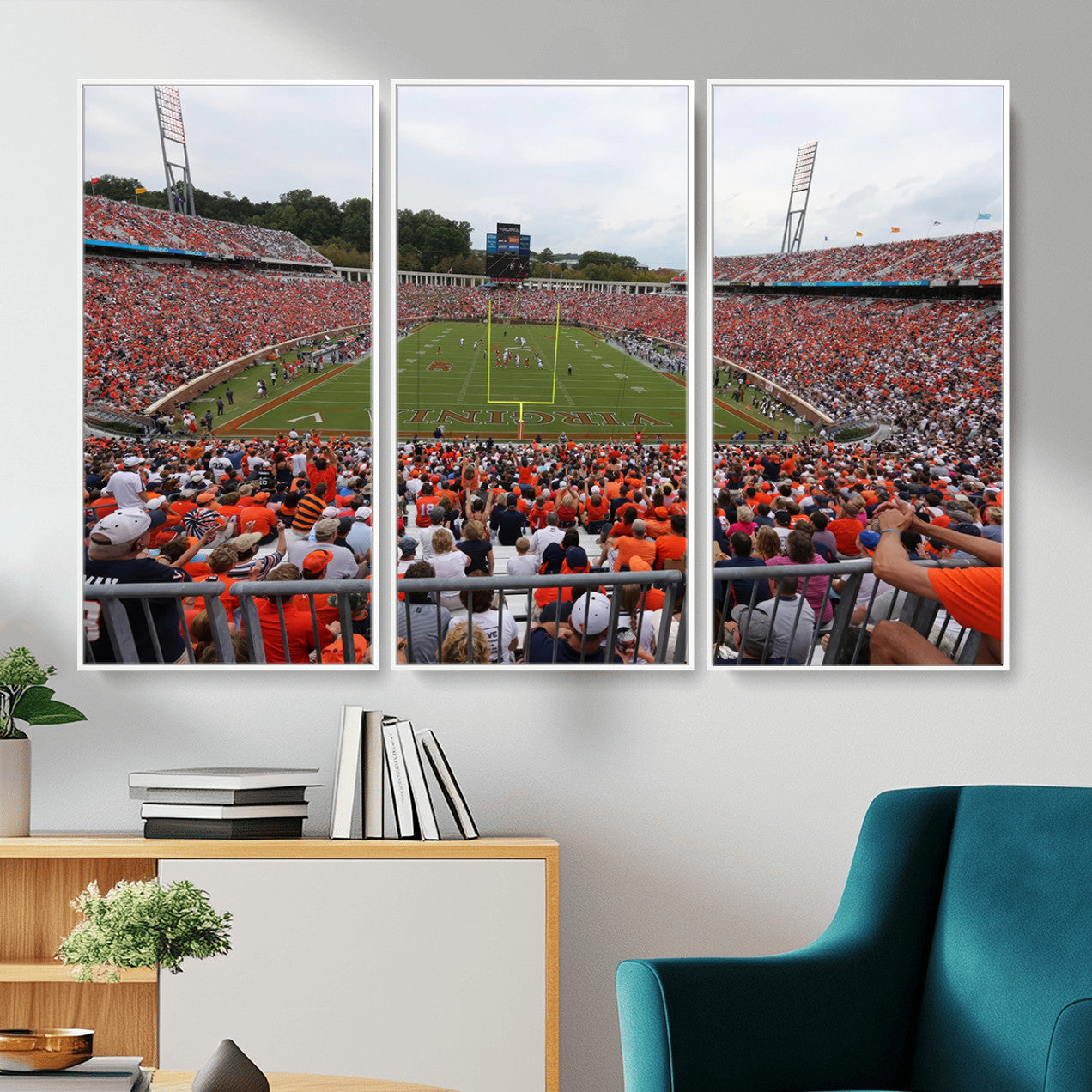 63606-MGV-CV-36X24 - Virginia Cavaliers Football Team Print - Charlottesville Scott Stadium Print Wall Art Canvas
