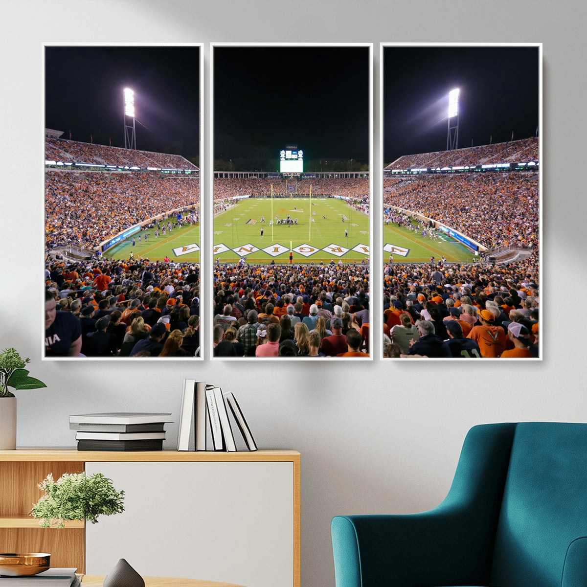 98441-MGV-CV-36X24 - Virginia Cavaliers Football Team Print - Charlottesville Scott Stadium Wall Art Canvas Print