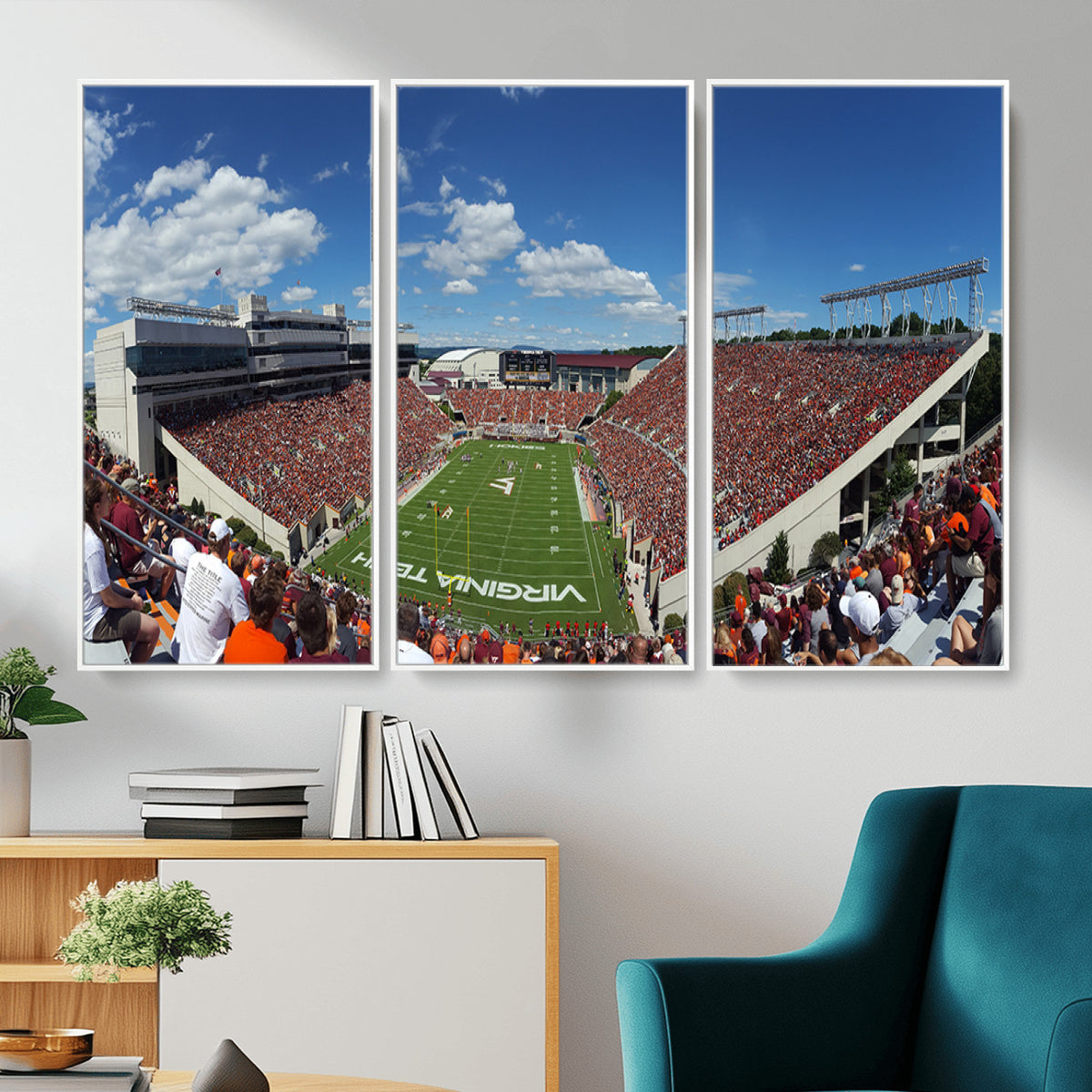 87769-MGV-CV-36X24 - Virginia Tech Hokies Football Team Print - Blacksburg Lane Stadium Wall Art Canvas Print