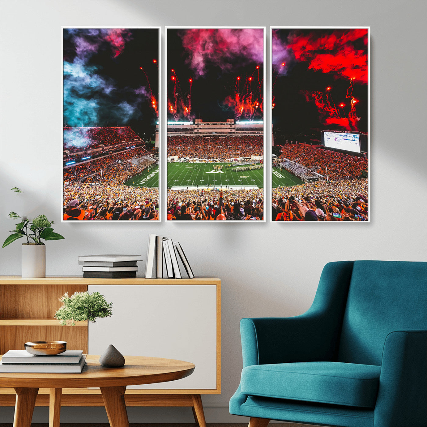 MGV-FC-48X32-3P - Virginia Tech Hokies Football Team Print - Blacksburg Lane Stadium Wall Art Canvas Print