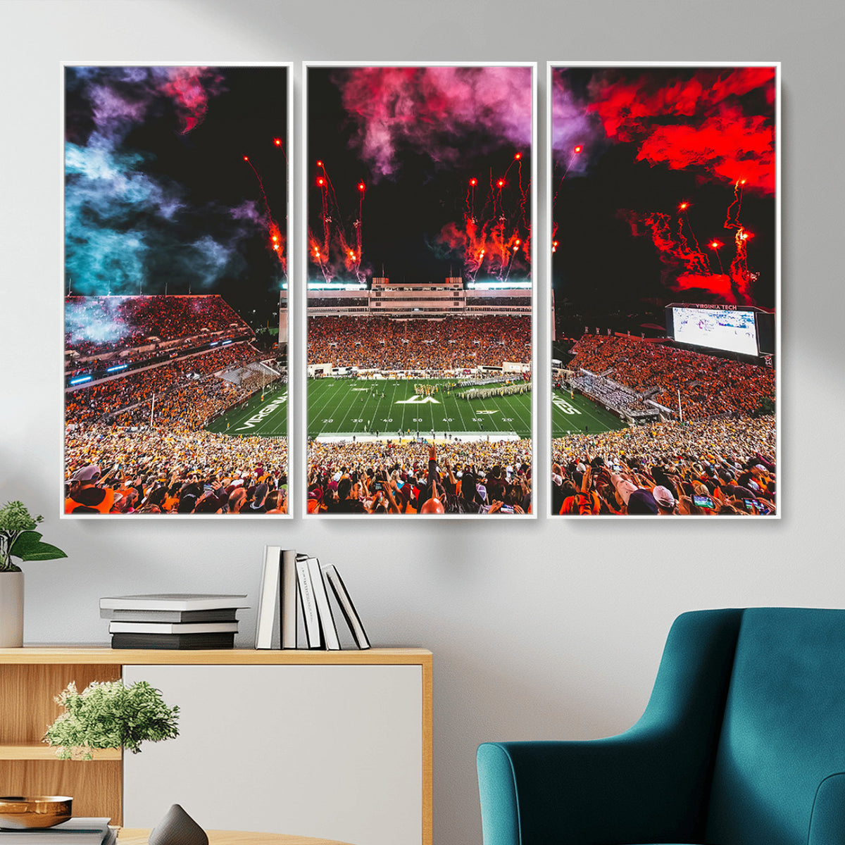 65761-MGV-CV-36X24 - Virginia Tech Hokies Football Team Print - Blacksburg Lane Stadium Wall Art Canvas Print