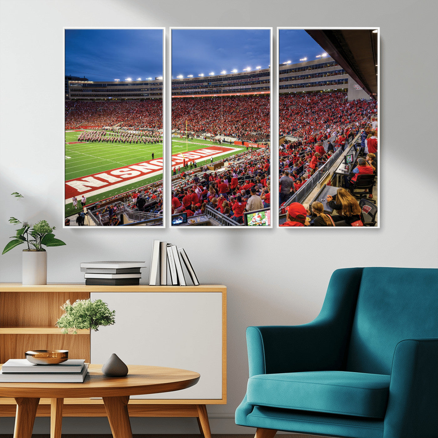MGV-FC-48X32-3P - Wisconsin Badgers Football Team Print - Madison Camp Randall Stadium Wall Art, Wisconsin Badgers