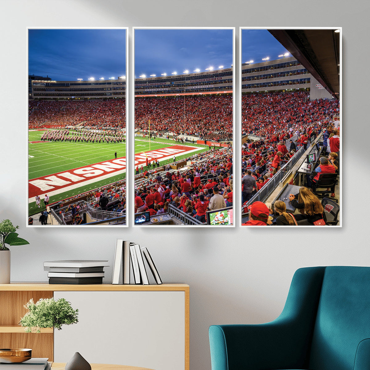 57601-MGV-CV-36X24 - Wisconsin Badgers Football Team Print - Madison Camp Randall Stadium Wall Art, Wisconsin Badgers