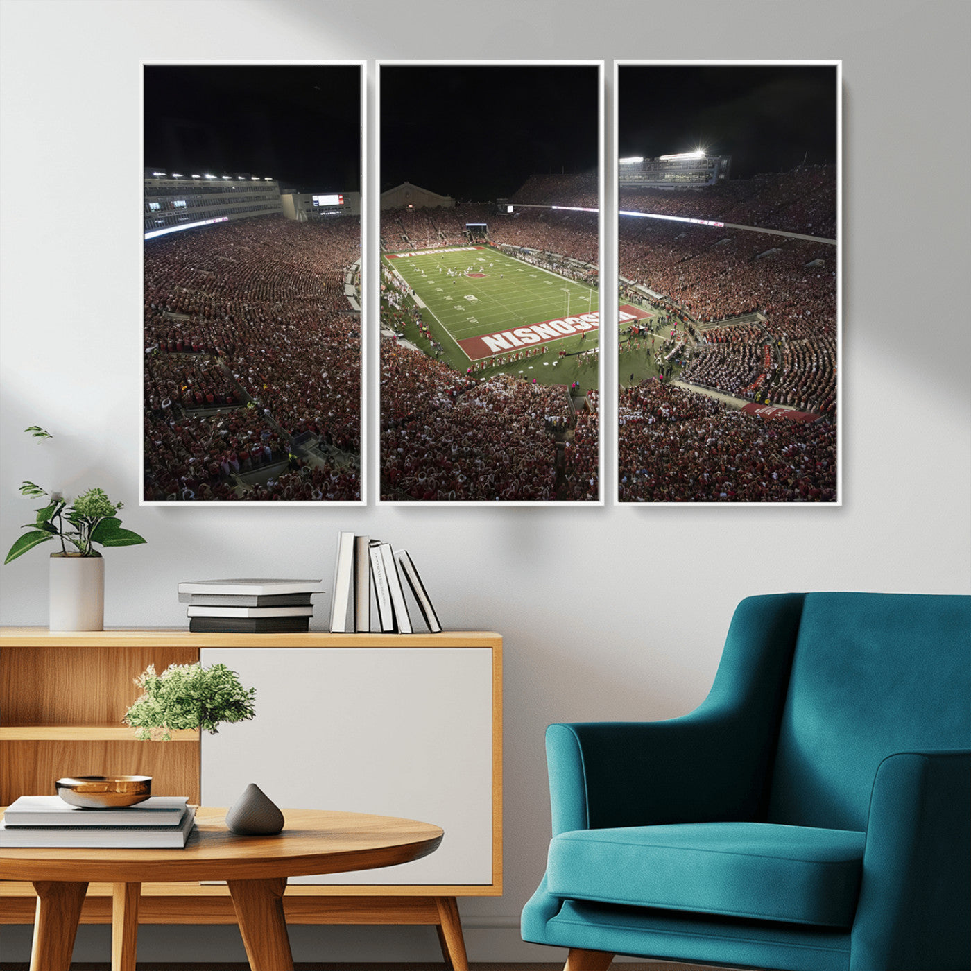 MGV-FC-48X32-3P - Wisconsin Badgers Football Team Print - Madison Camp Randall Stadium Wall Art Canvas Print
