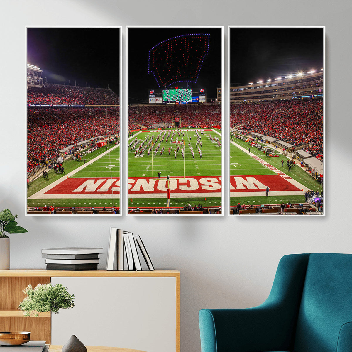 34125-MGV-CV-36X24 - Wisconsin Badgers Football Team Print Canvas- Madison Camp Randall Stadium Wall Art Canvas Print