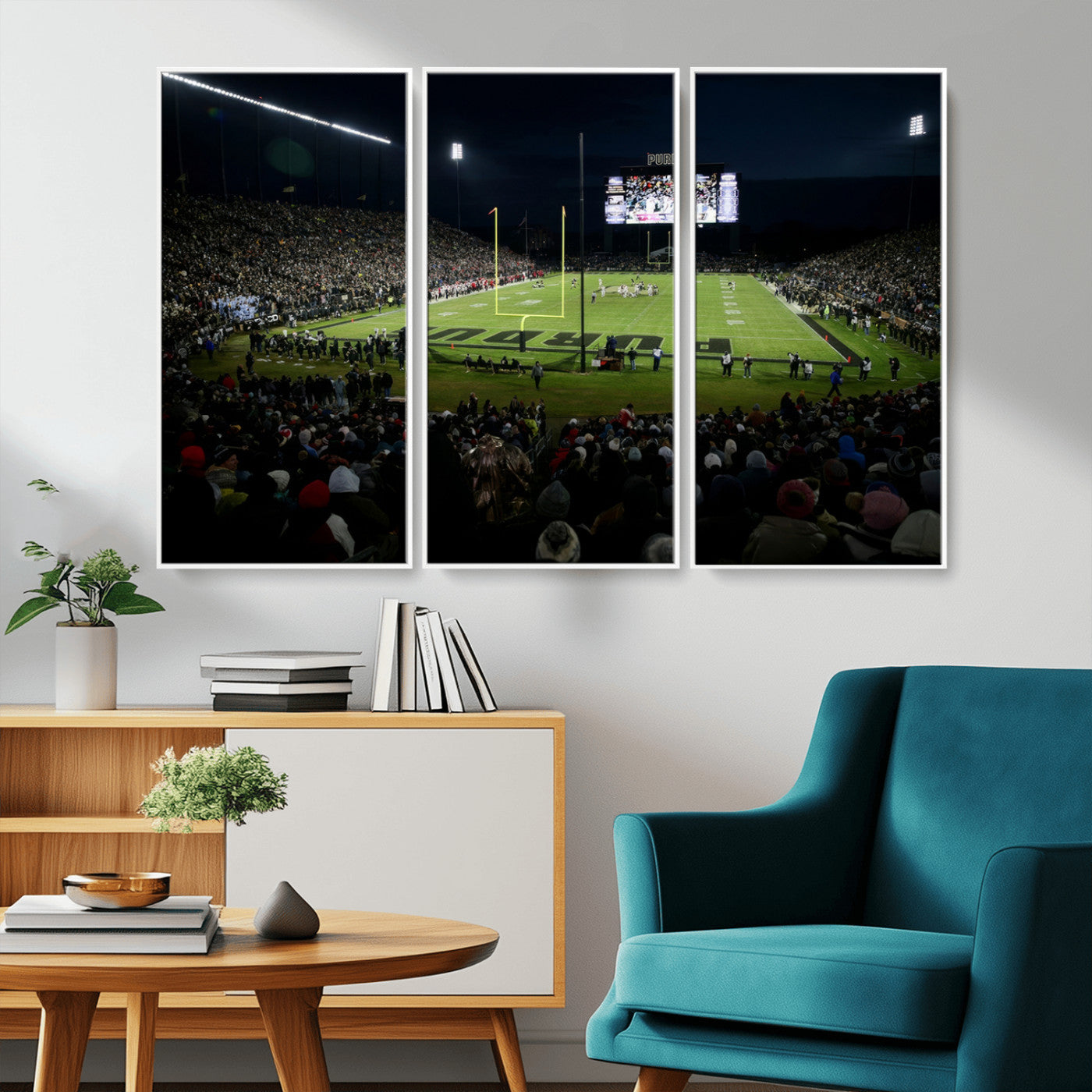 MGV-FC-48X32-3P - Purdue Boilermakers Football Team Print - West Lafayette Ross–Ade Stadium Wall Art Canvas Print