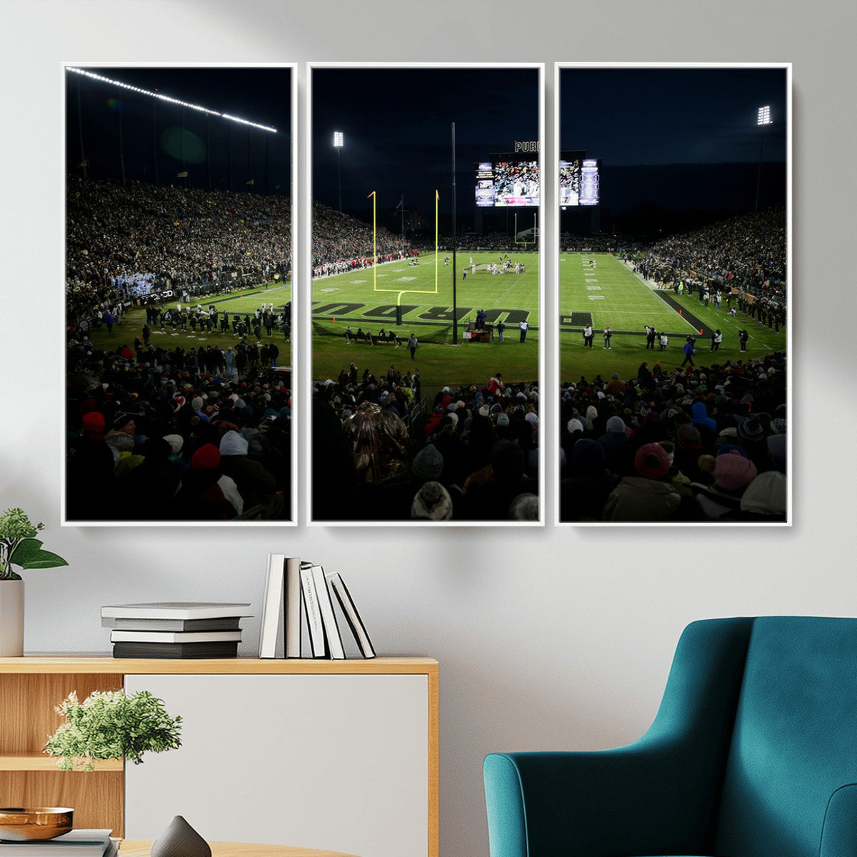 60140-MGV-CV-36X24 - Purdue Boilermakers Football Team Print - West Lafayette Ross–Ade Stadium Wall Art Canvas Print