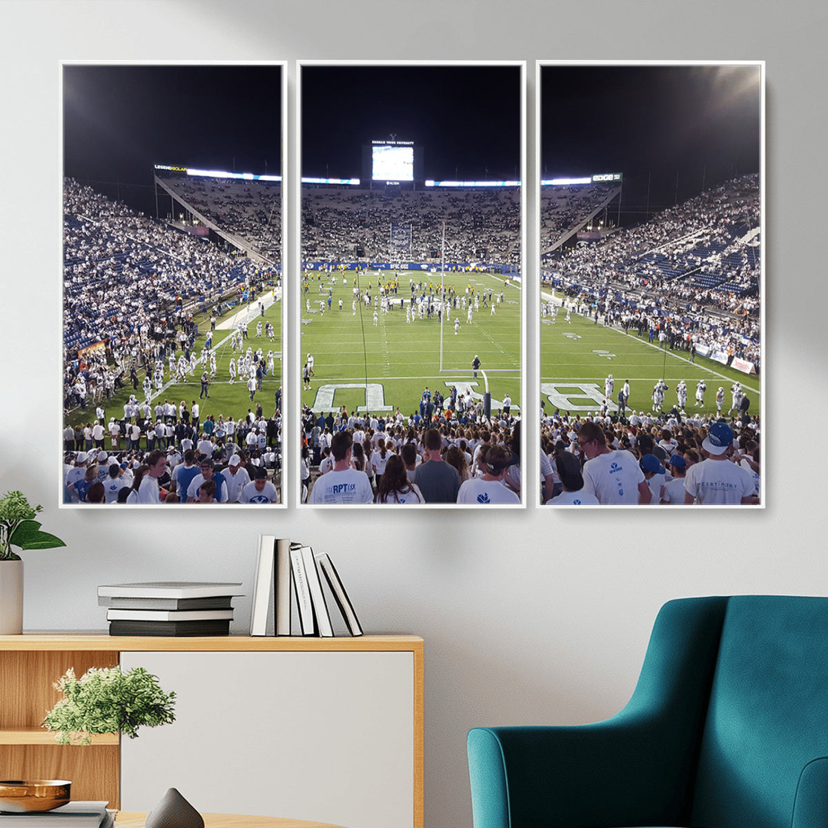 65036-MGV-CV-36X24 - Brigham Young University Cougars Football Print Canvas - Provo LaVell Edwards Stadium Wall Art