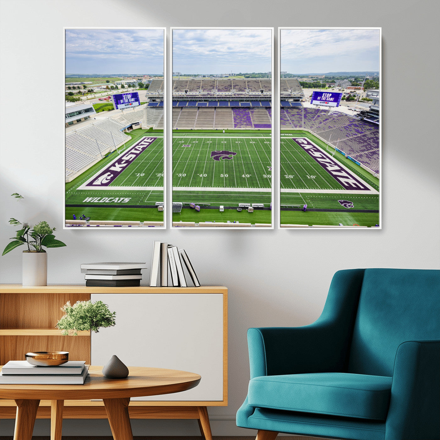MGV-FC-48X32-3P - KState Wildcats Football Team Print - Manhattan Bill Snyder Family Football Stadium Wall Art Canvas