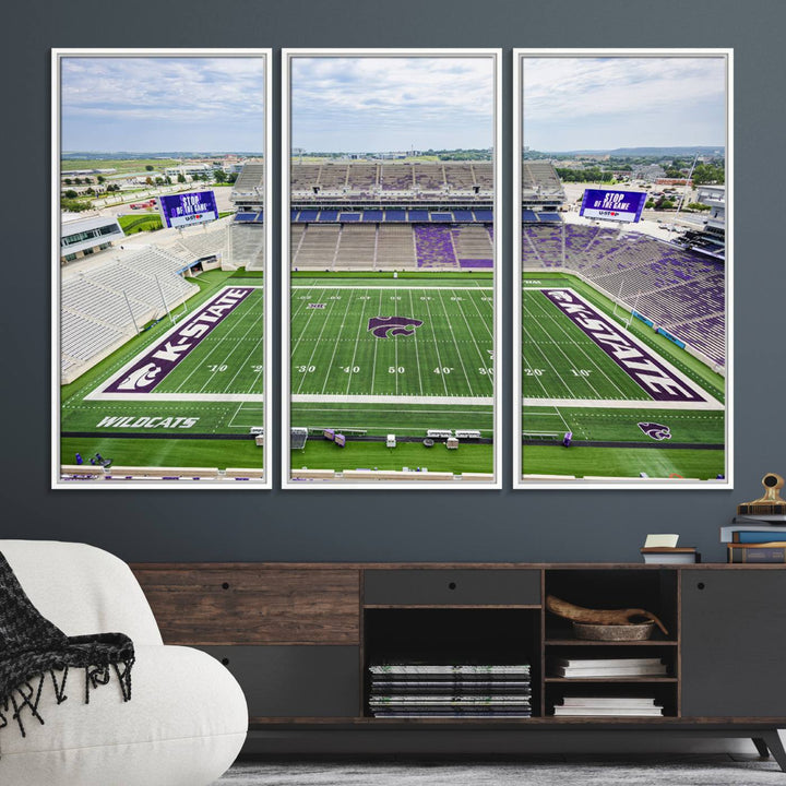 Gallery-quality canvas print featuring the KState Wildcats Football Team at Bill Snyder Family Stadium, Manhattan.