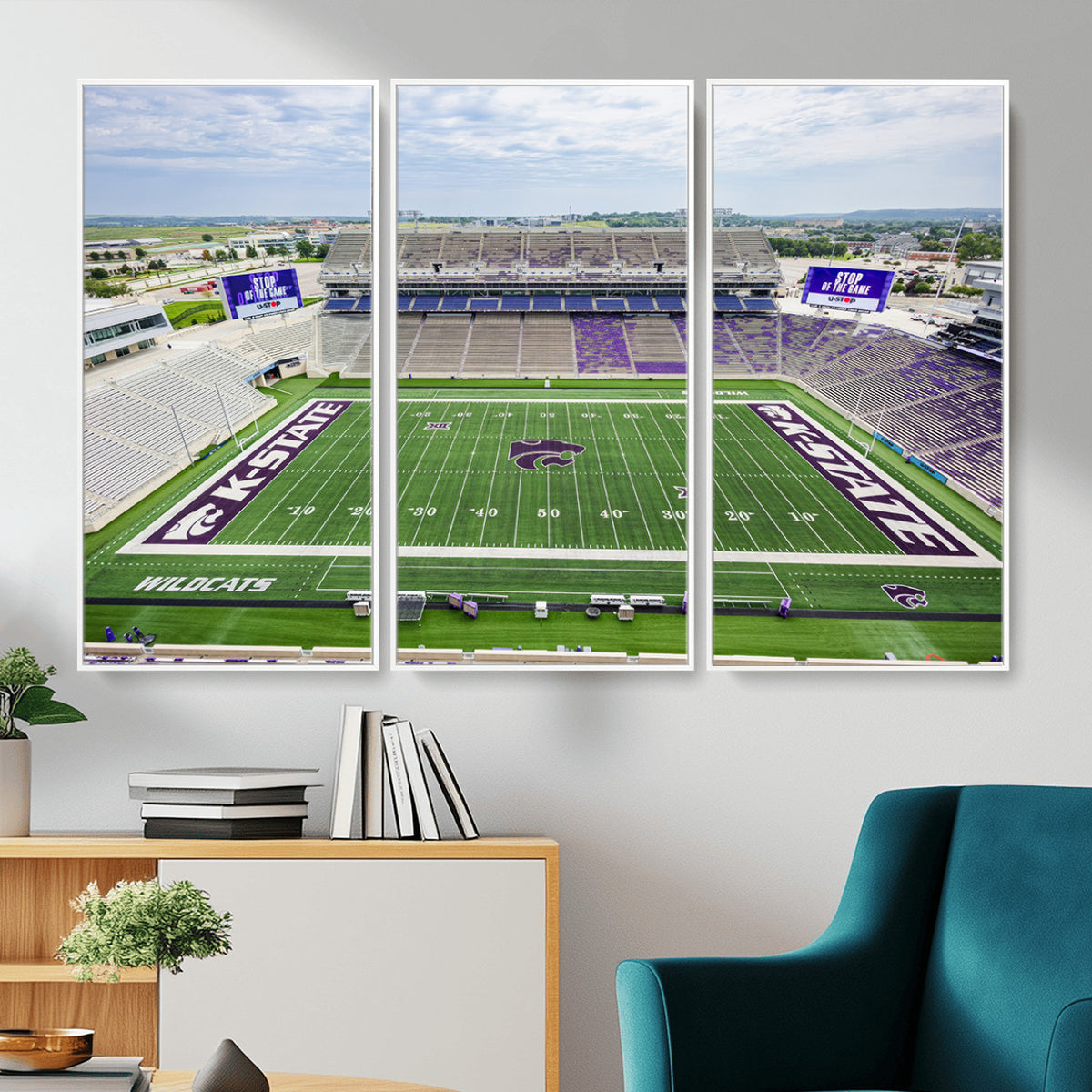 29452-MGV-CV-36X24 - KState Wildcats Football Team Print - Manhattan Bill Snyder Family Football Stadium Wall Art Canvas