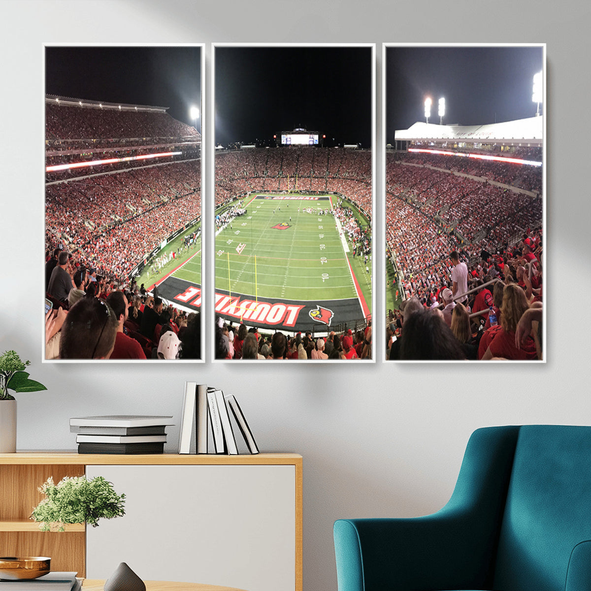 52267-MGV-CV-36X24 - University of Louisville Cardinals Football Team Print - Louisville Cardinal Stadium Wall Art Canvas