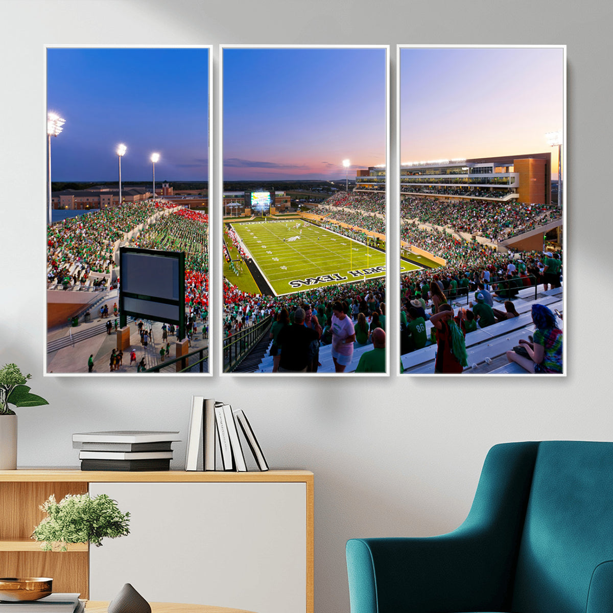 25916-MGV-CV-36X24 - University of North Texas Mean Green Football Team Print - Denton DATCU Stadium Canvas Print Wall