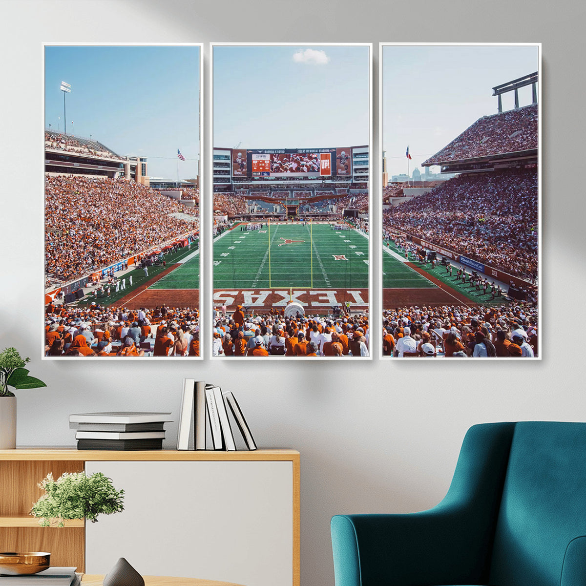 14826-MGV-CV-36X24 - Framed Texas Memorial Stadium Canvas, University of Texas Longhorns Football Team Print - Austin