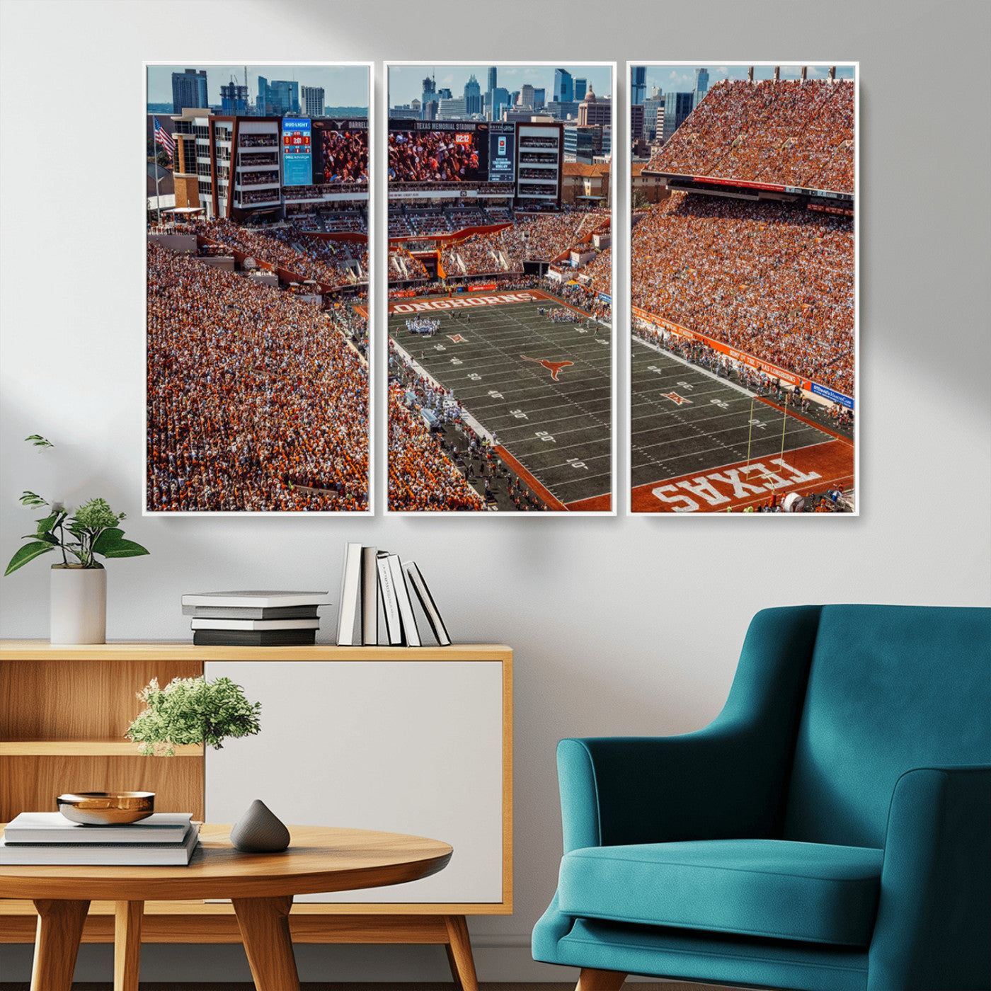 MGV-FC-48X32-3P - University of Texas Longhorns Football Team Print - Austin Darrell K Royal-Texas Memorial Stadium
