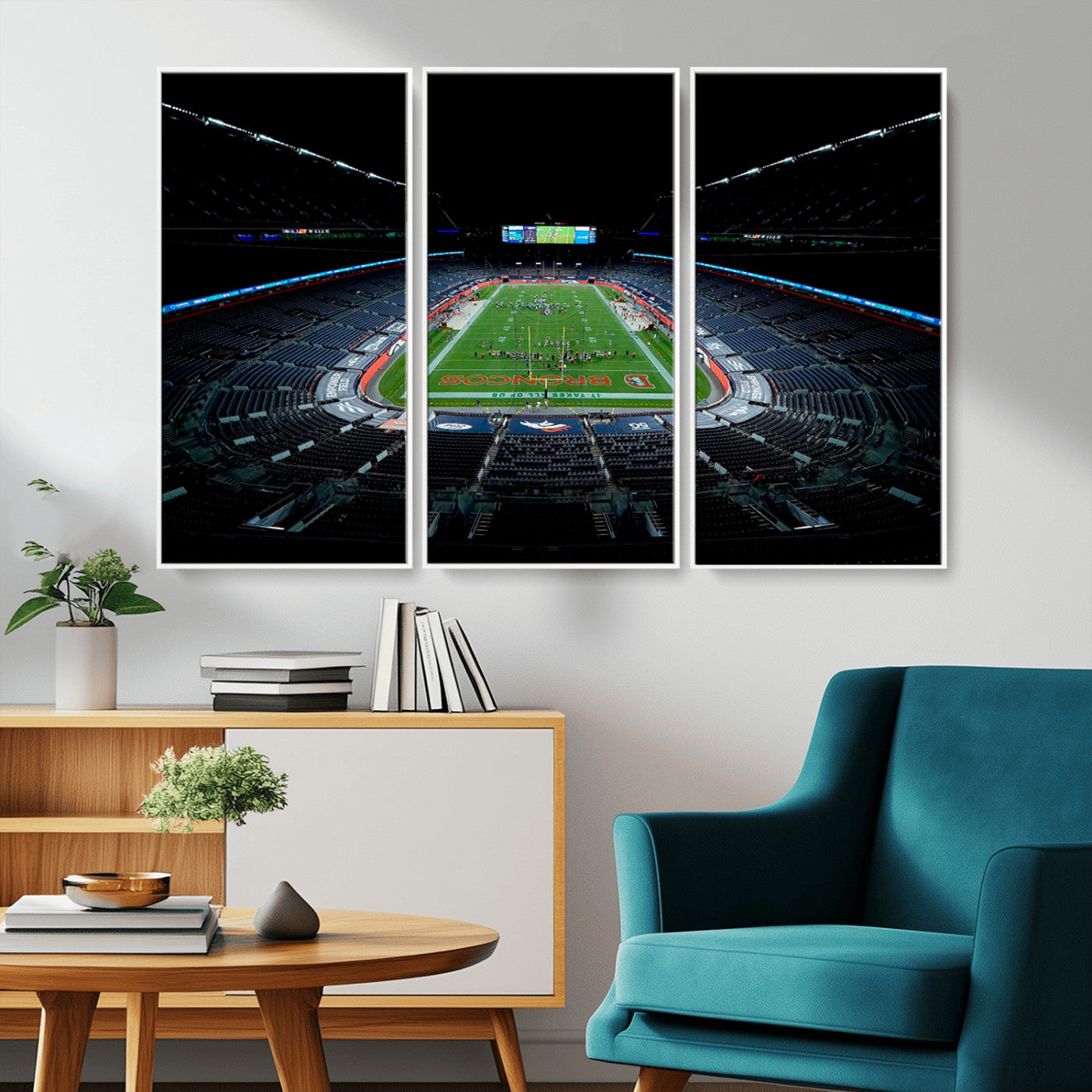 MGV-FC-48X32-3P - Denver Broncos Football Team Print Canvas- Denver Empower Field at Mile High Stadium Wall Art Canvas