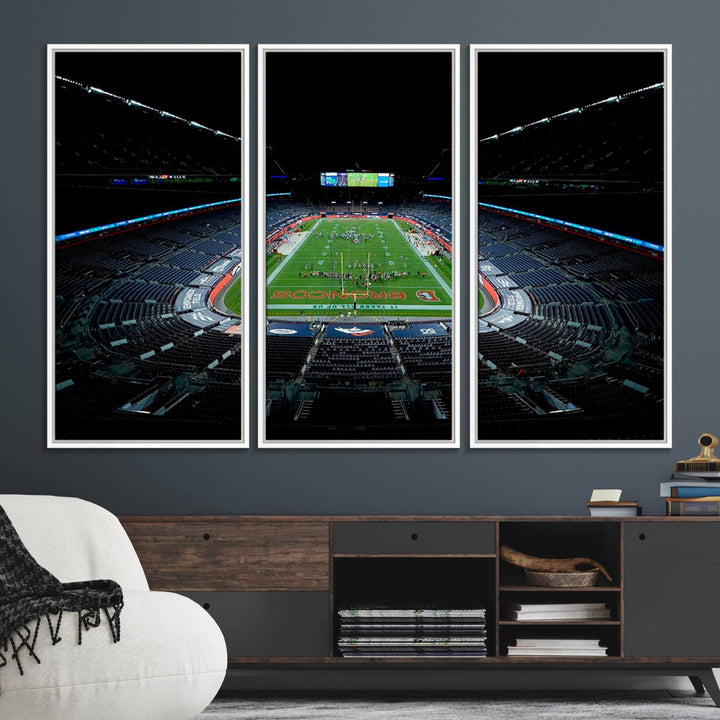 Museum-quality canvas print of Denver Broncos Empower Field at Mile High Stadium.