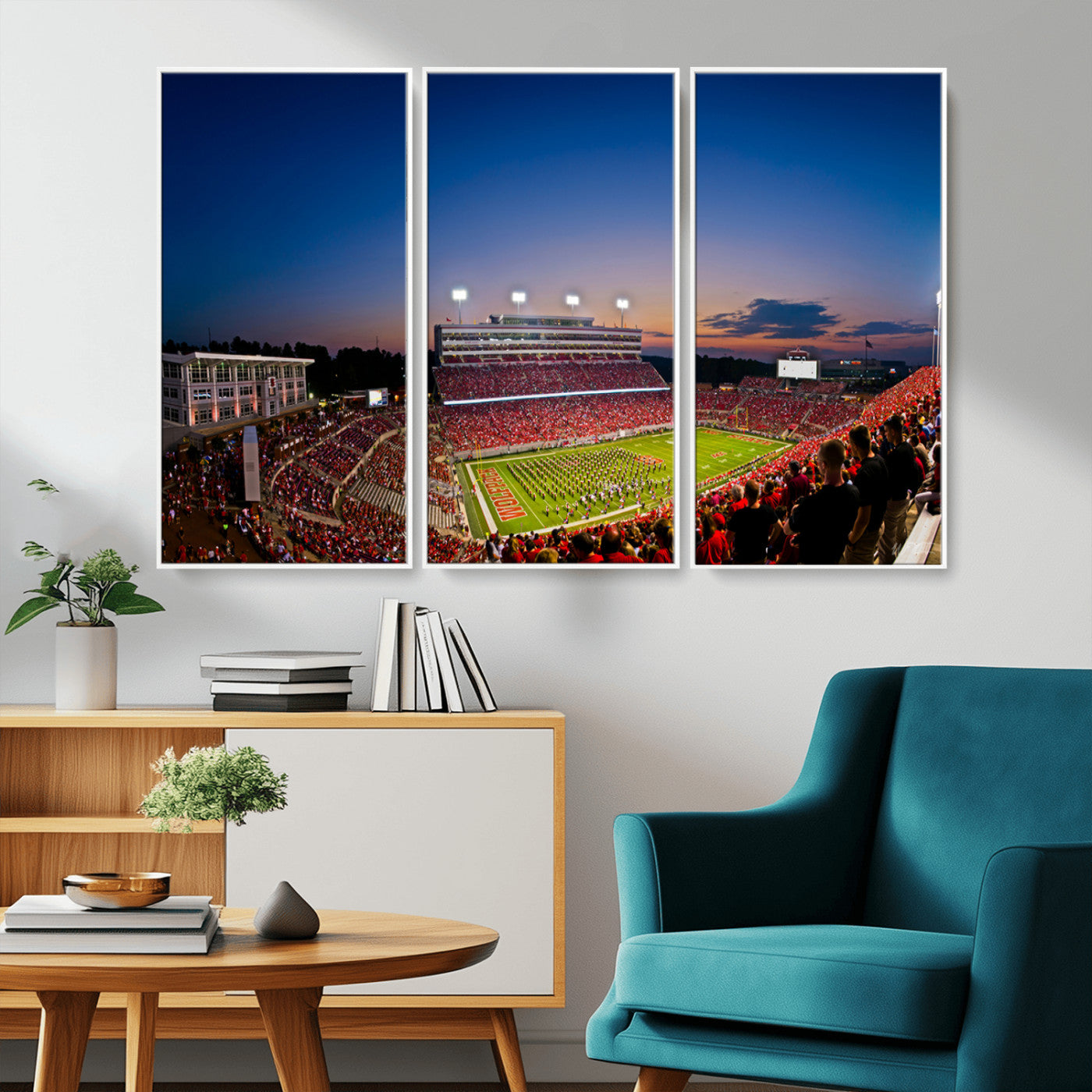 MGV-FC-48X32-3P - Wolfpack Football Team Wall Art Print - Raleigh Carter-Finley Stadium Wall Art Canvas Print
