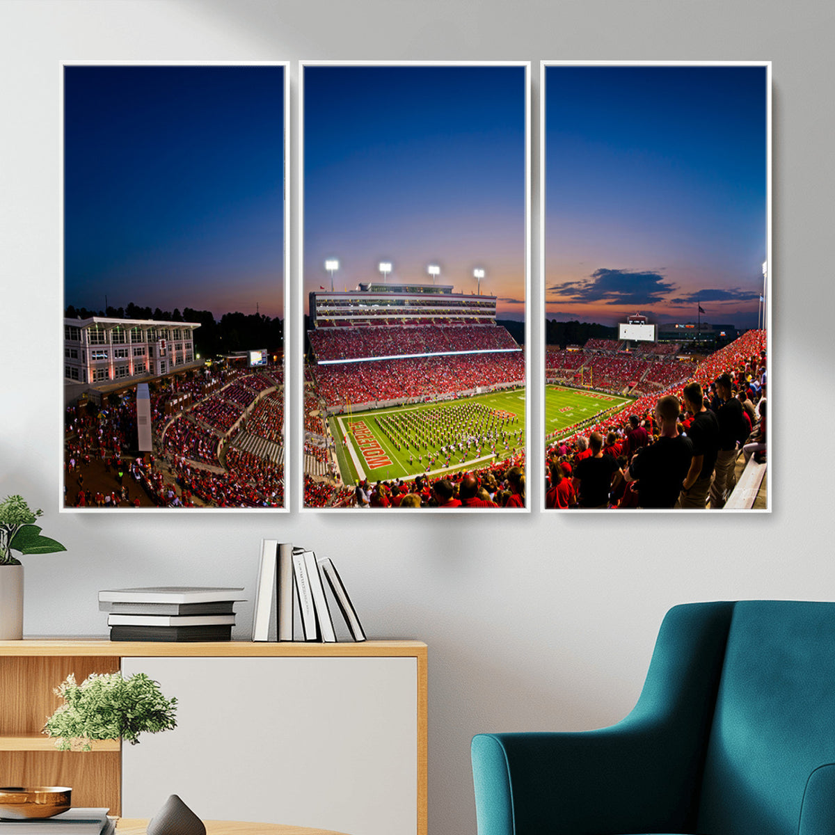 76202-MGV-CV-36X24 - Wolfpack Football Team Wall Art Print - Raleigh Carter-Finley Stadium Wall Art Canvas Print