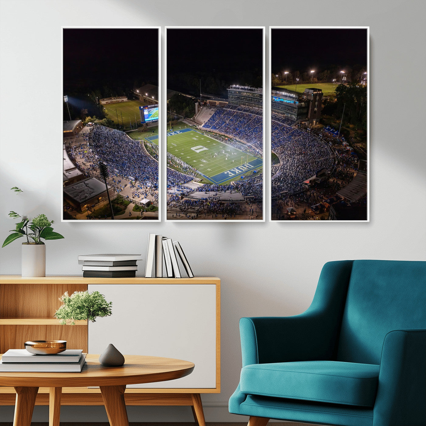 MGV-FC-48X32-3P - Duke University Blue Devils Football Print Canvas - Durham Wallace Wade Stadium Wall Art Canvas