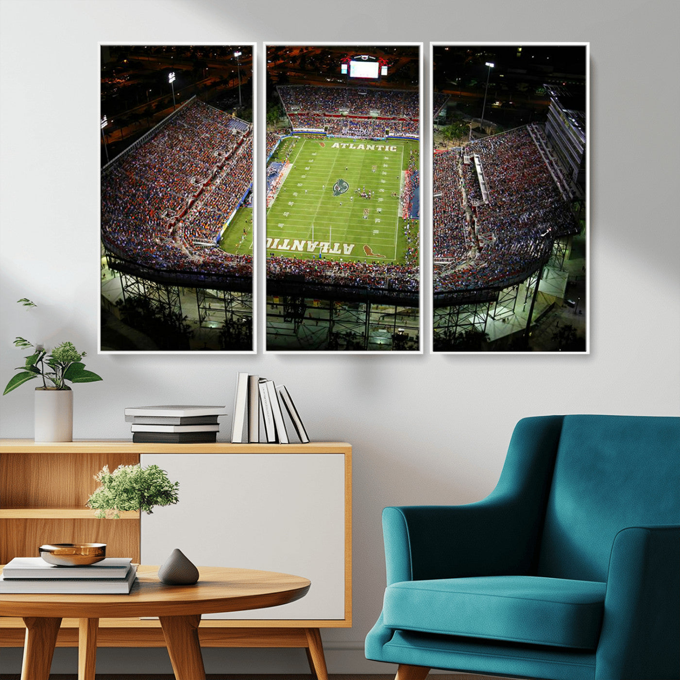 MGV-FC-48X32-3P - Florida Atlantic University Owls Football Team Print - Boca Raton FAU Stadium Wall Art Canvas Print