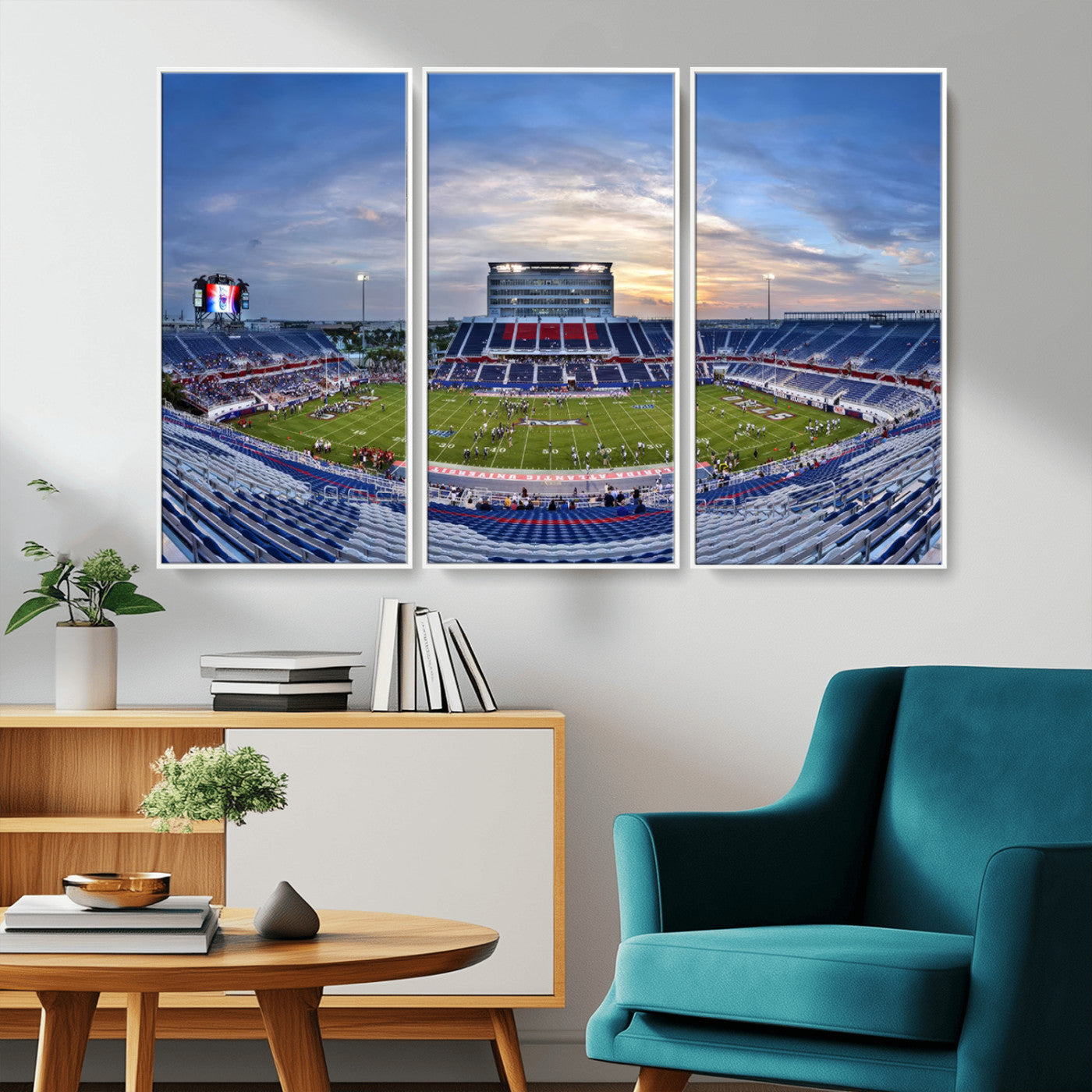 MGV-FC-48X32-3P - Florida Atlantic University Owls Football Team Print - Boca Raton FAU Stadium Wall Art Canvas Print