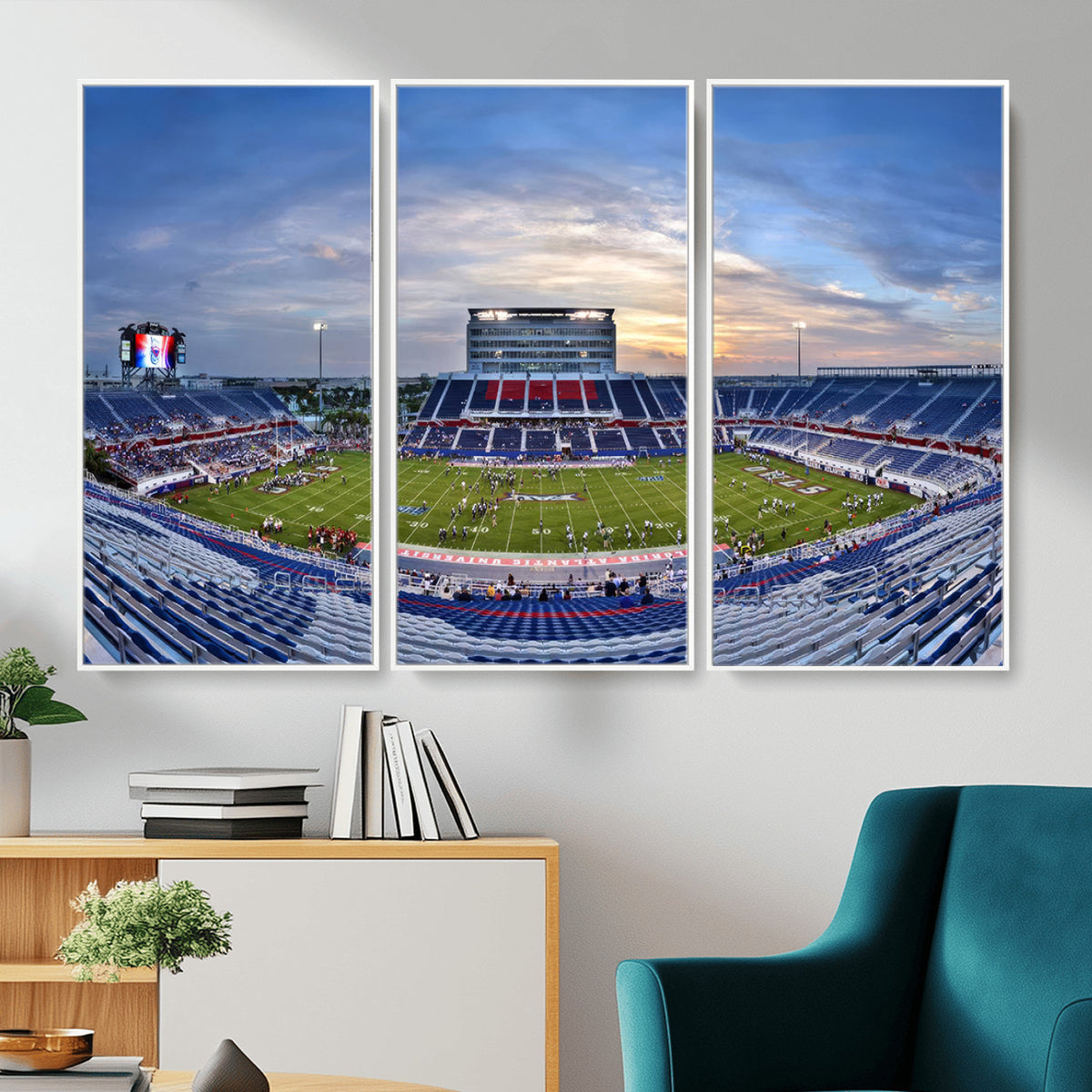 69559-MGV-CV-36X24 - Florida Atlantic University Owls Football Team Print - Boca Raton FAU Stadium Wall Art Canvas Print