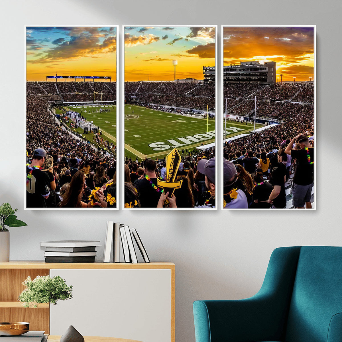 66803-MGV-CV-36X24 - UCF Knights Football Team Print - Orlando FBC Mortgage Stadium, UCF Knights Wall Art Canvas Print