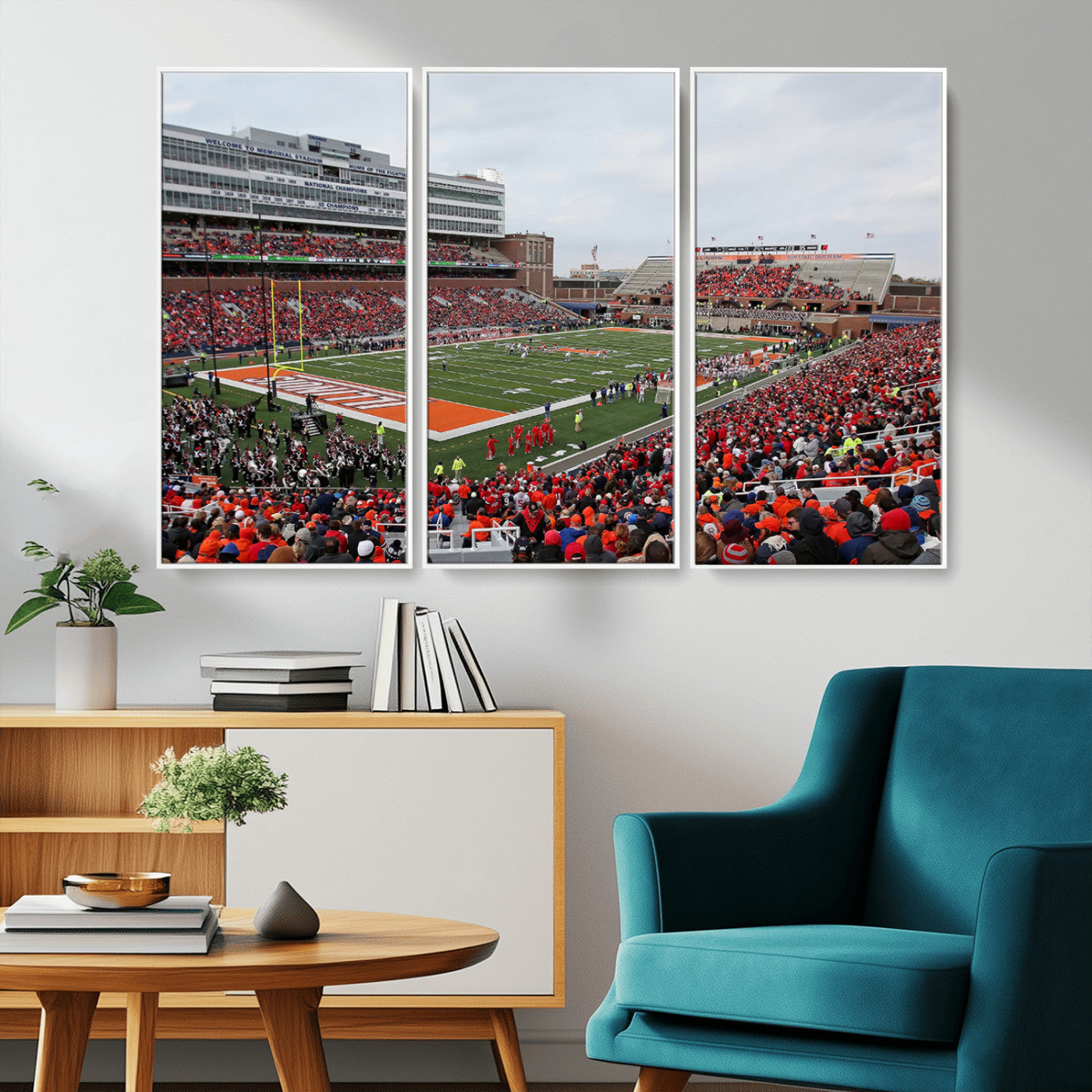 MGV-FC-48X32-3P - University of Illinois Fighting Illini Football Team Print - Champaign Illinois Memorial Stadium